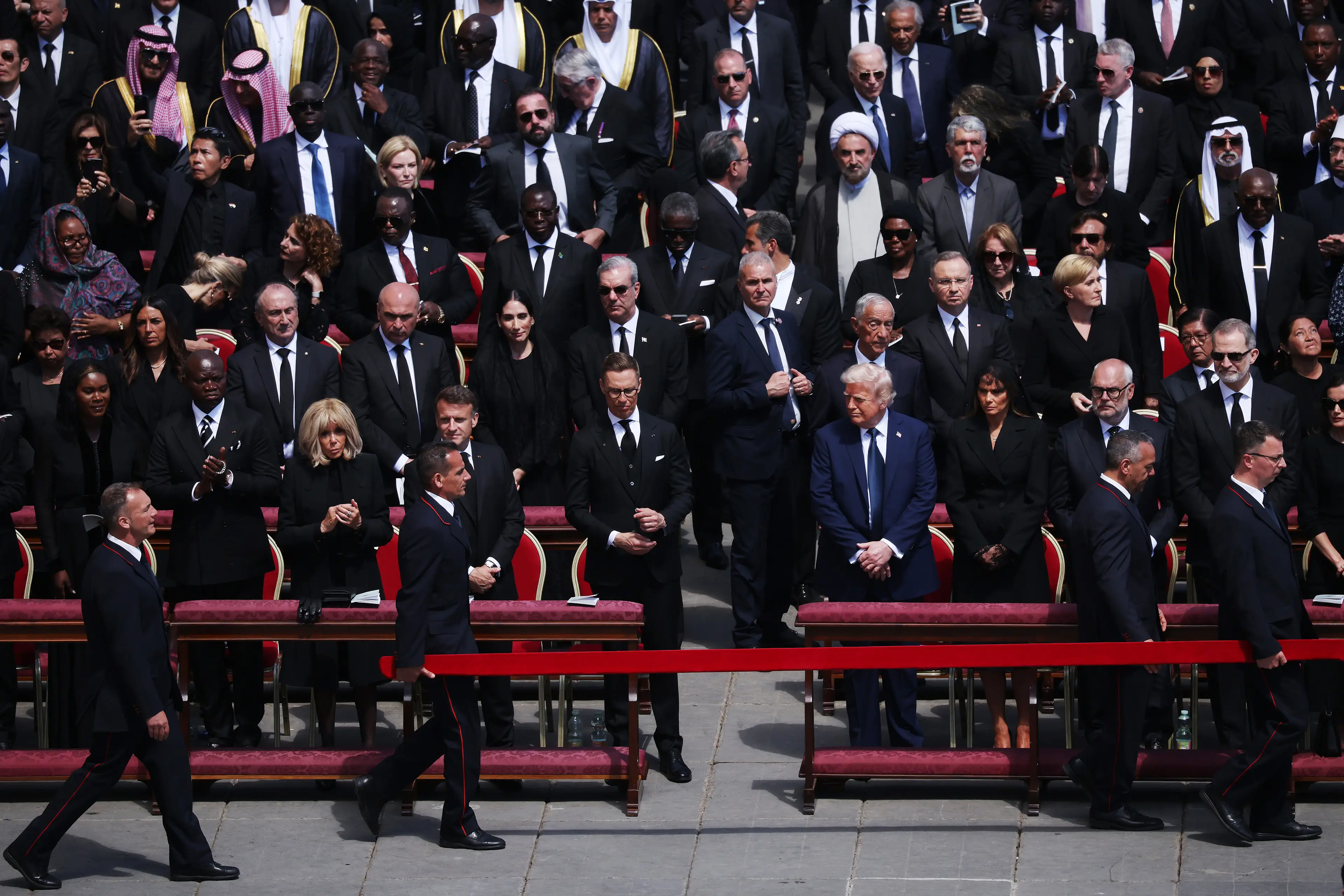 Trump ended up in the front row (Dan Kitwood/Getty Images) 