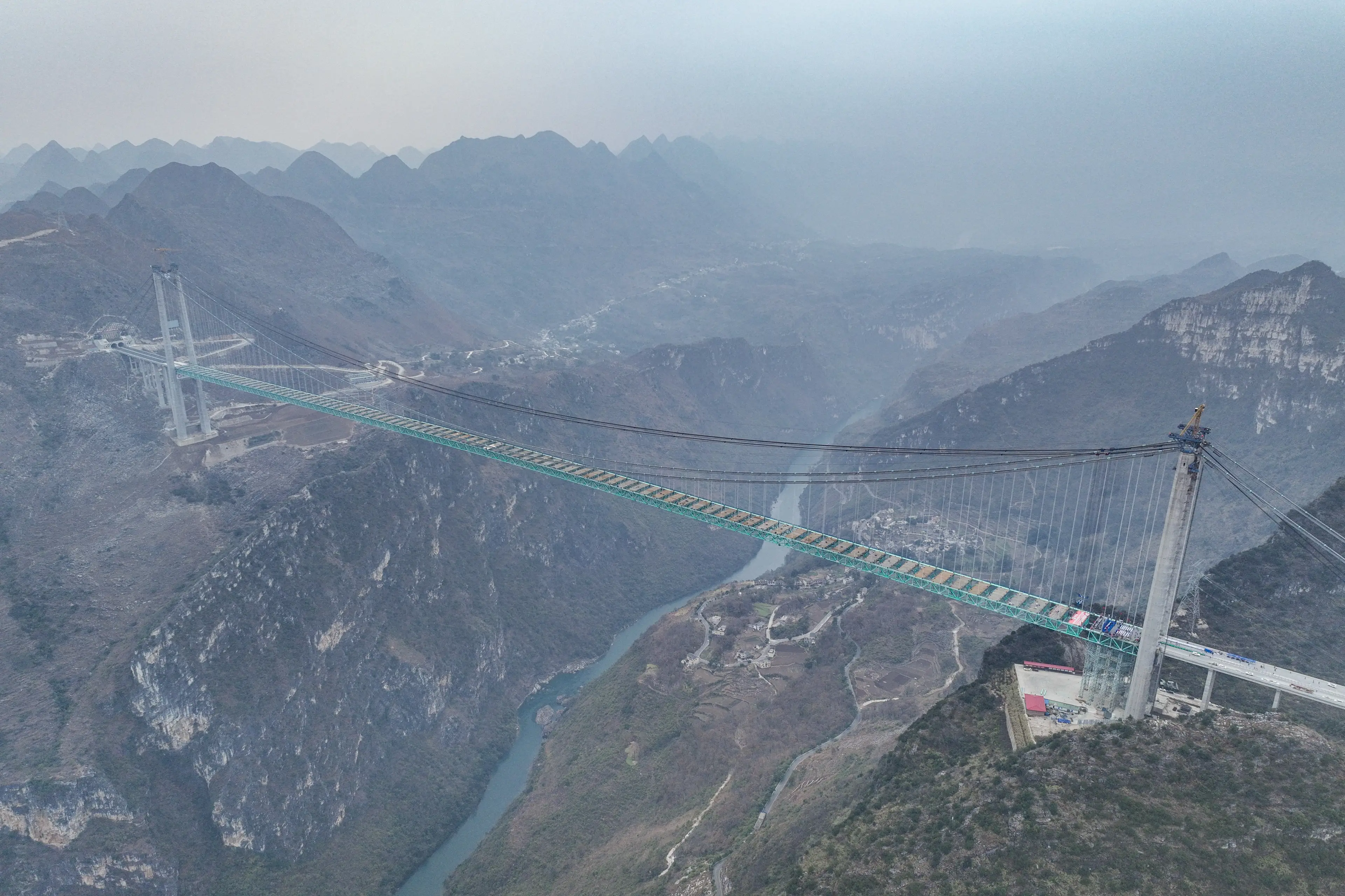 The Huajiang Grand Canyon Bridge has been under construction since 2022 (Qu Honglun/China News Service/VCG via Getty Images)
