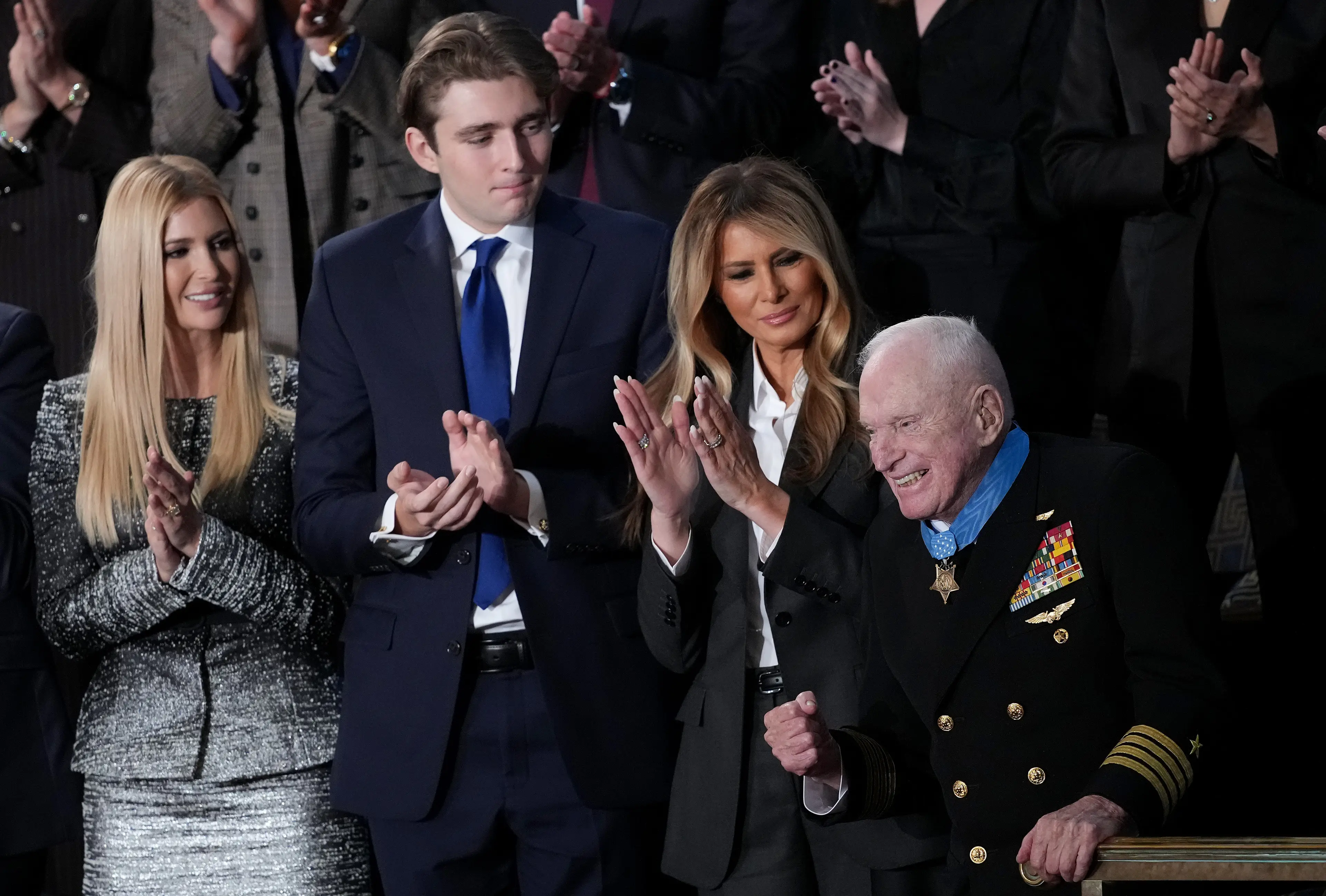 Barron would likely tower over the rest of his unit if drafted into the military (Andrew Harnik/Getty Images)