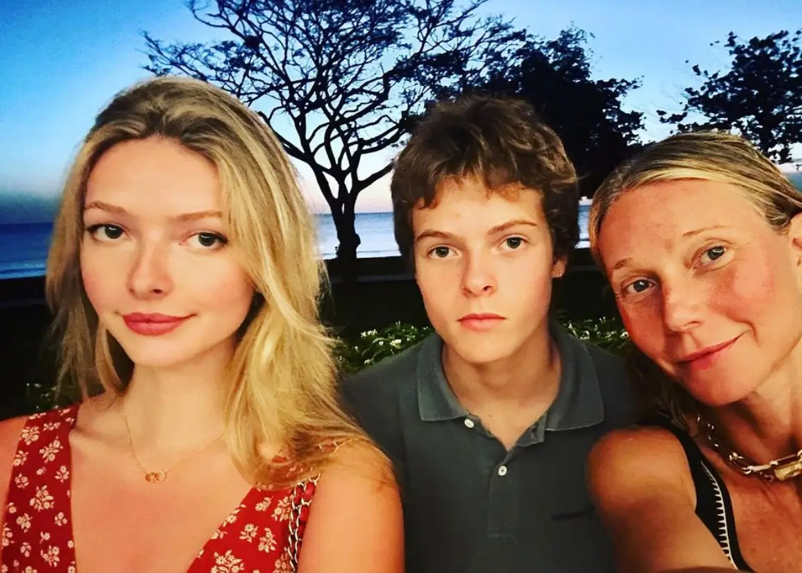 Paltrow with kids Apple and Moses.