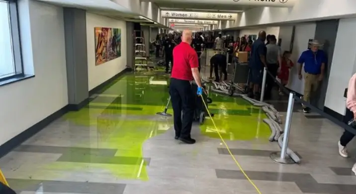 Green 'slime' started leaking from the ceiling (Miami International Airport)