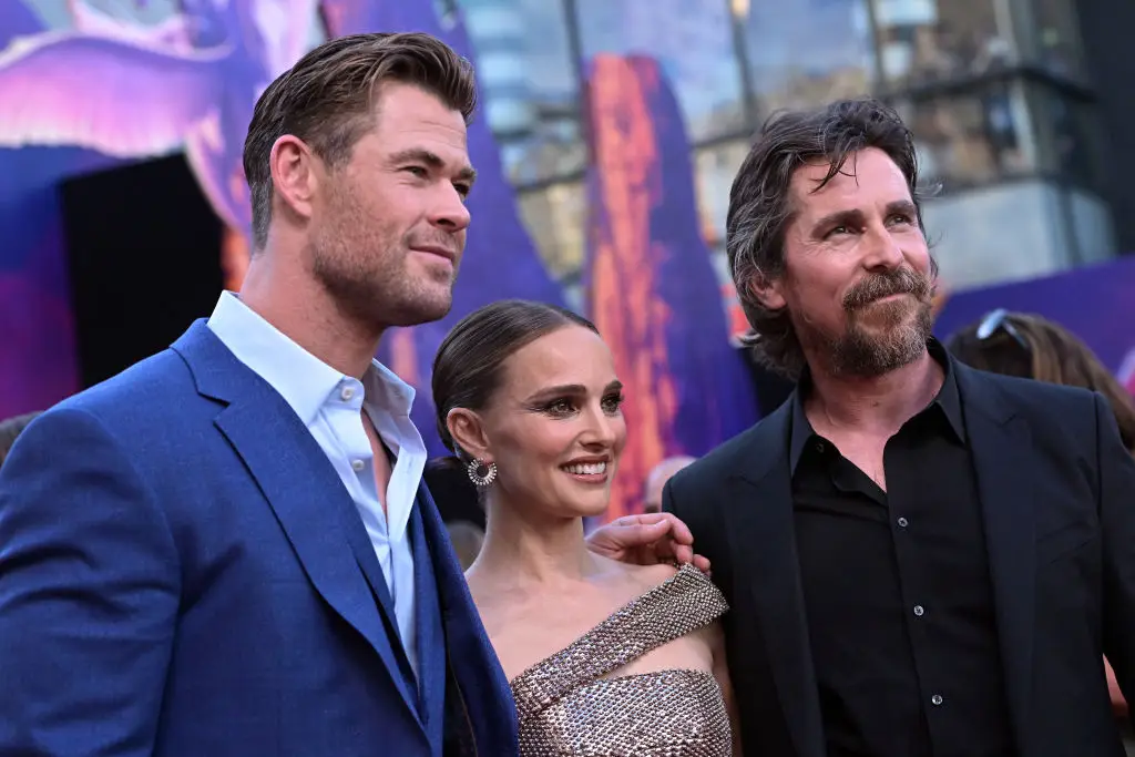Thor: Love and Thunder stars Chris Hemsworth, Natalie Portman and Christian Bale (Charley Gallay/Getty Images for Disney)