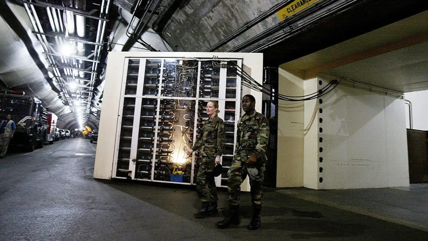 The bunker is situated 10 miles from Colorado Springs and features thick steel doors (Robert Nickelsberg/Getty Images)