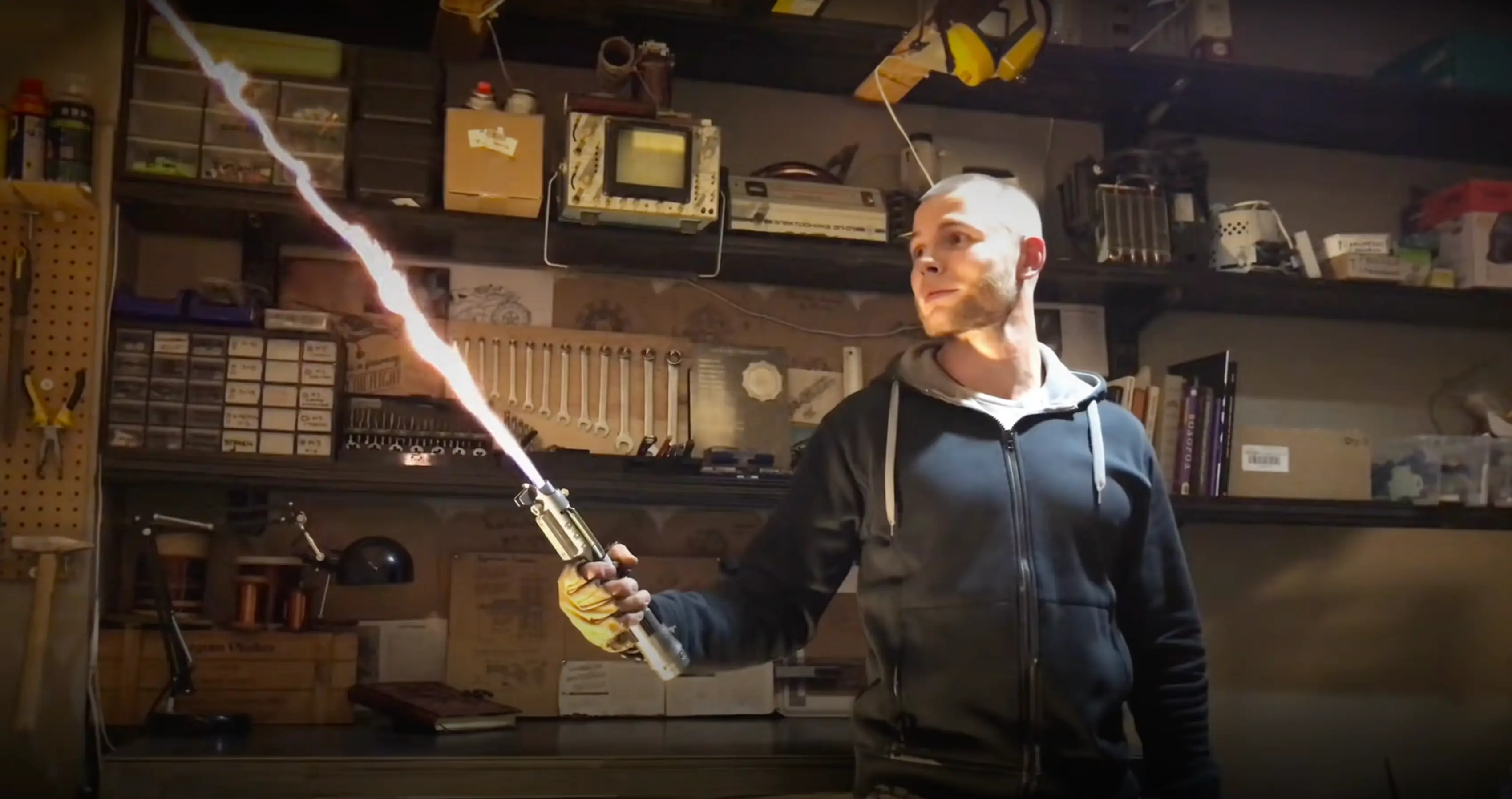 The lightsaber is more than 3ft long when switched on. (YouTube/ALEX LAB / Guinness World Records)