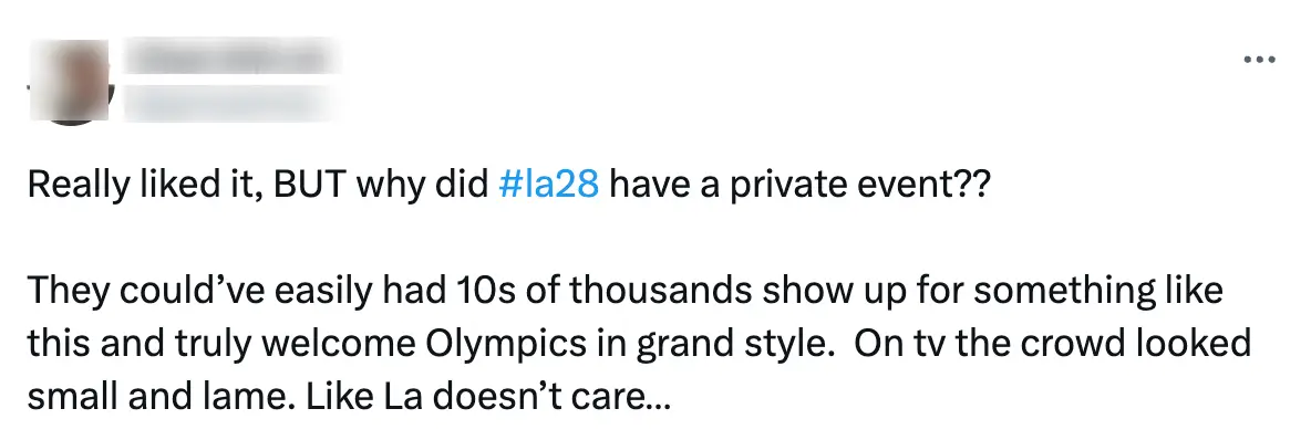 People questioned why is was a private event. (Twitter)