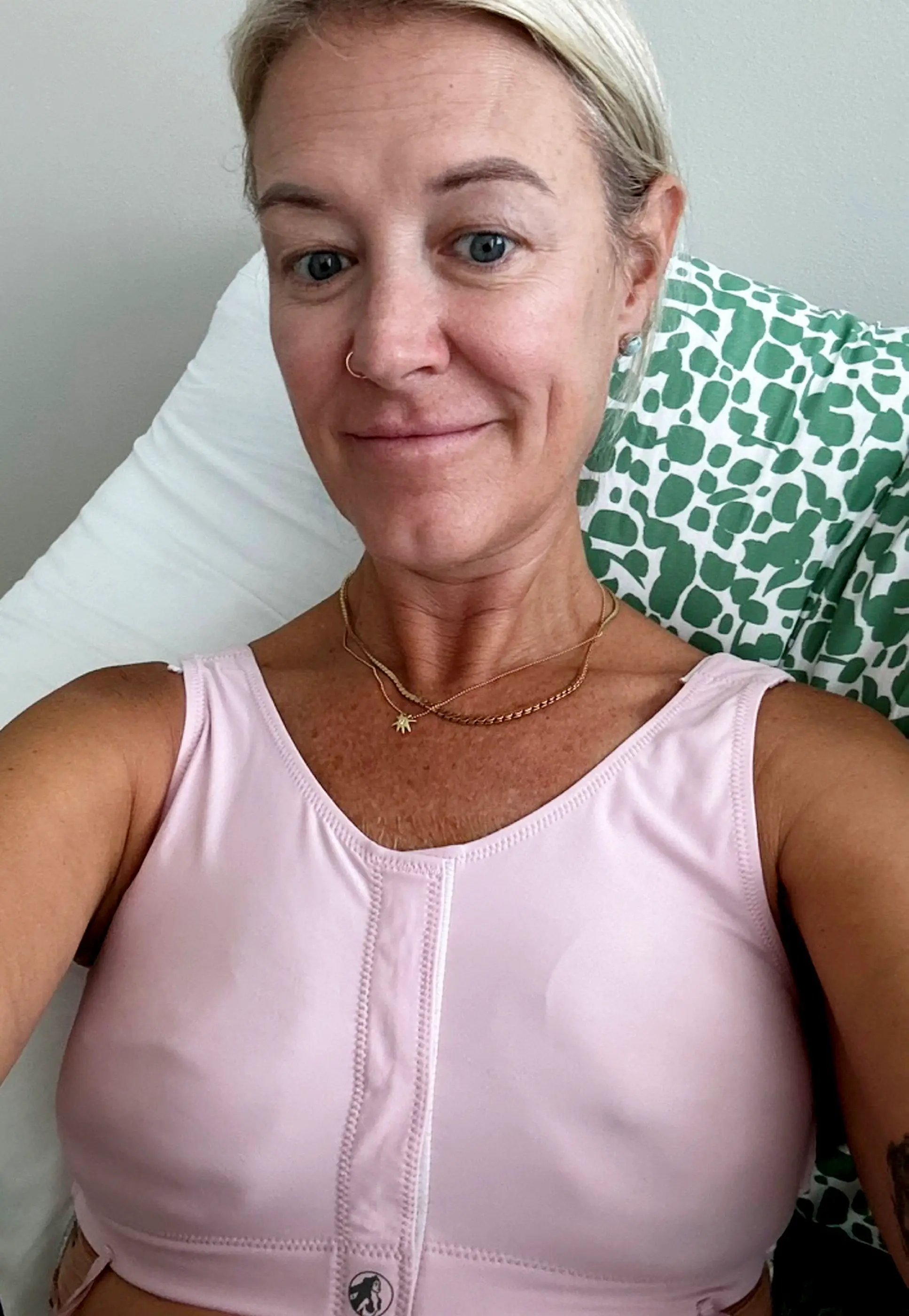 Kelly underwent a double mastectomy after seven tumours were discovered (SWNS/Kelly Gunn)