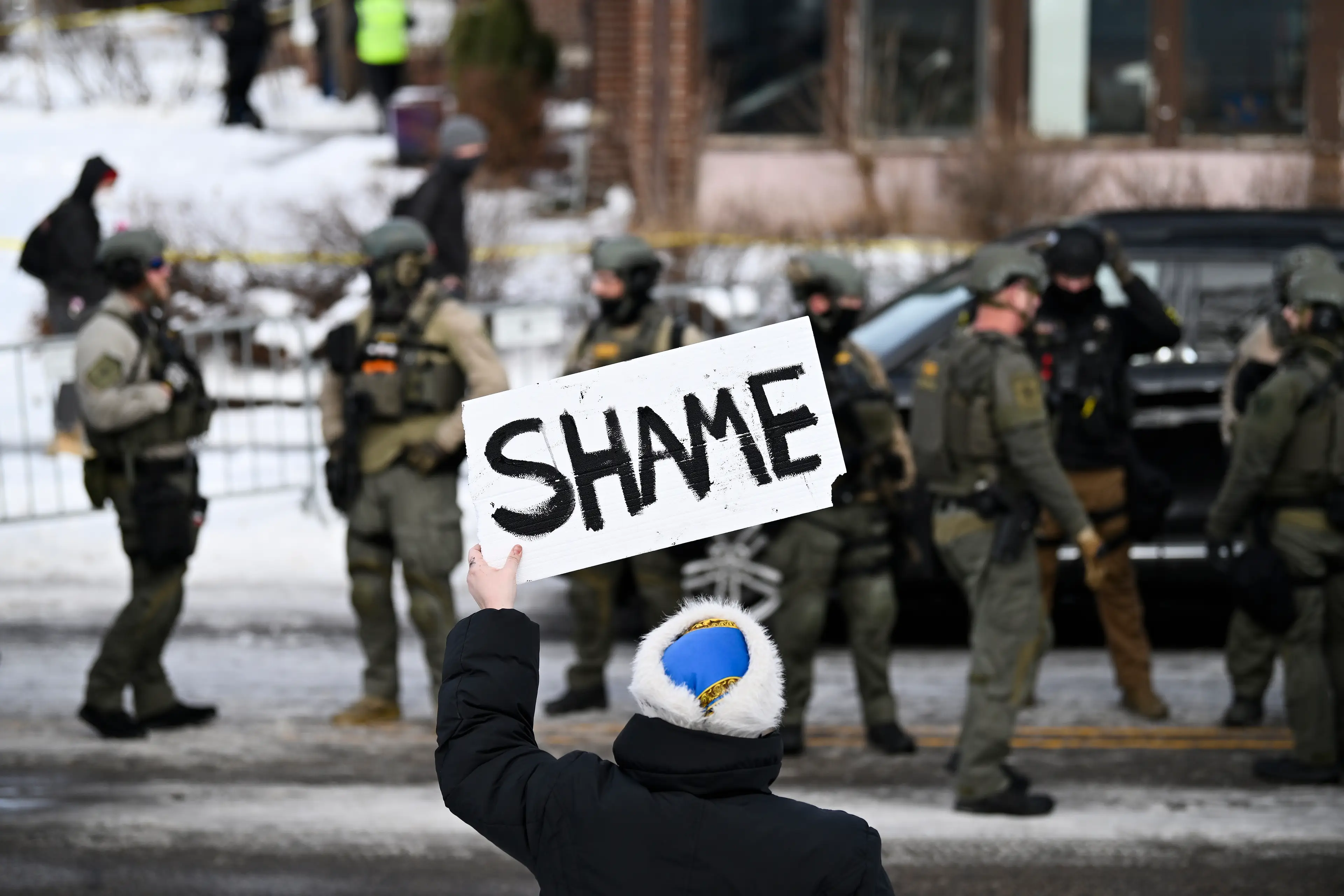Renee Nicole Good told the officer 'I'm not mad at you', before attempting to drive away (Stephen Maturen/Getty Images)