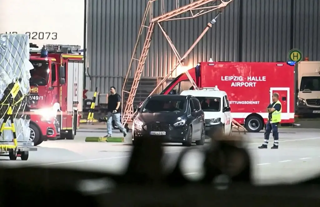 Germany has accused Russia of involvement in an attempted attack on Leipzig/Halle Airport involving a drone packed with explosives. (Photo by NEWS5 / AFP via Getty Images)