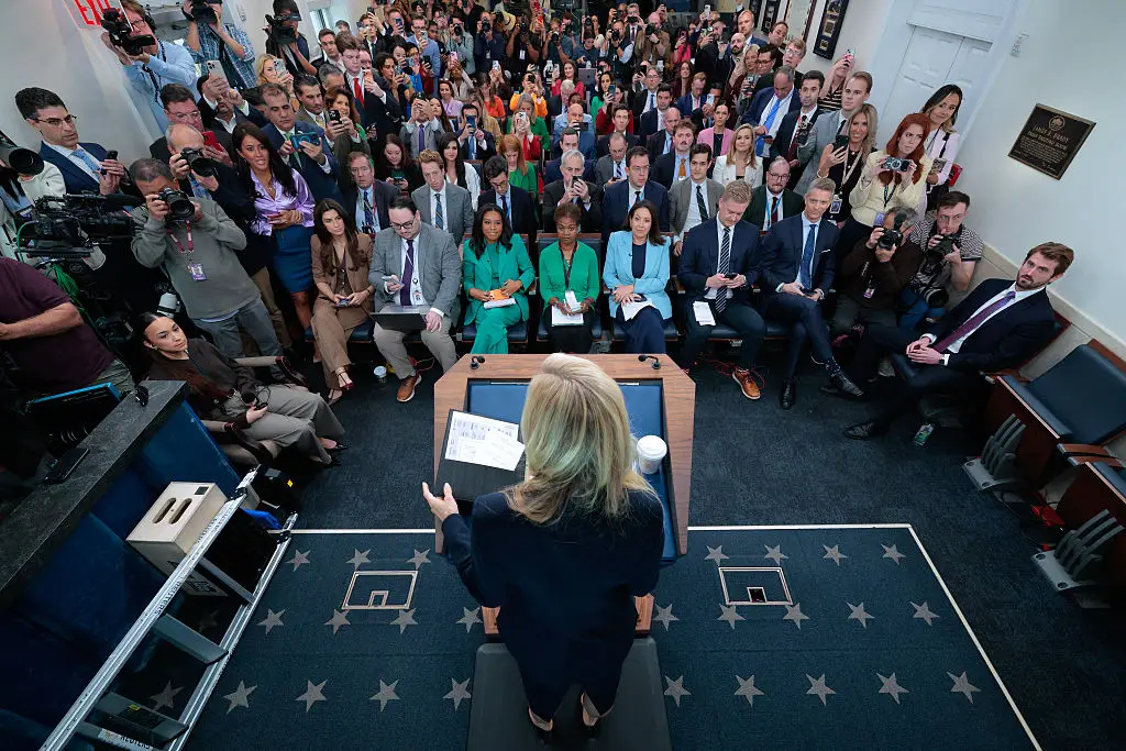 Zacharia said she woke up at 3am on Tuesday to prepare for her first press briefing. (Photo by Chip Somodevilla/Getty Images)
