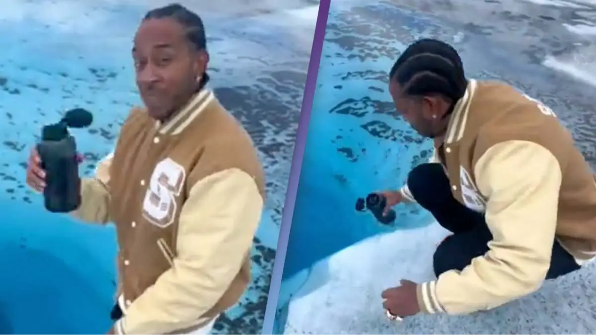 Ludacris has fans extremely concerned after sharing video of him drinking water from a glacier