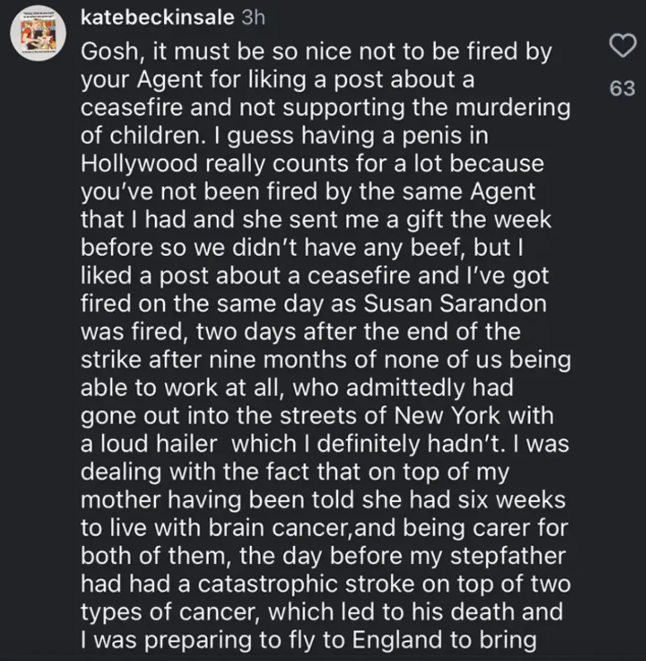 The comments have since been deleted (Kate Beckinsale/Instagram)