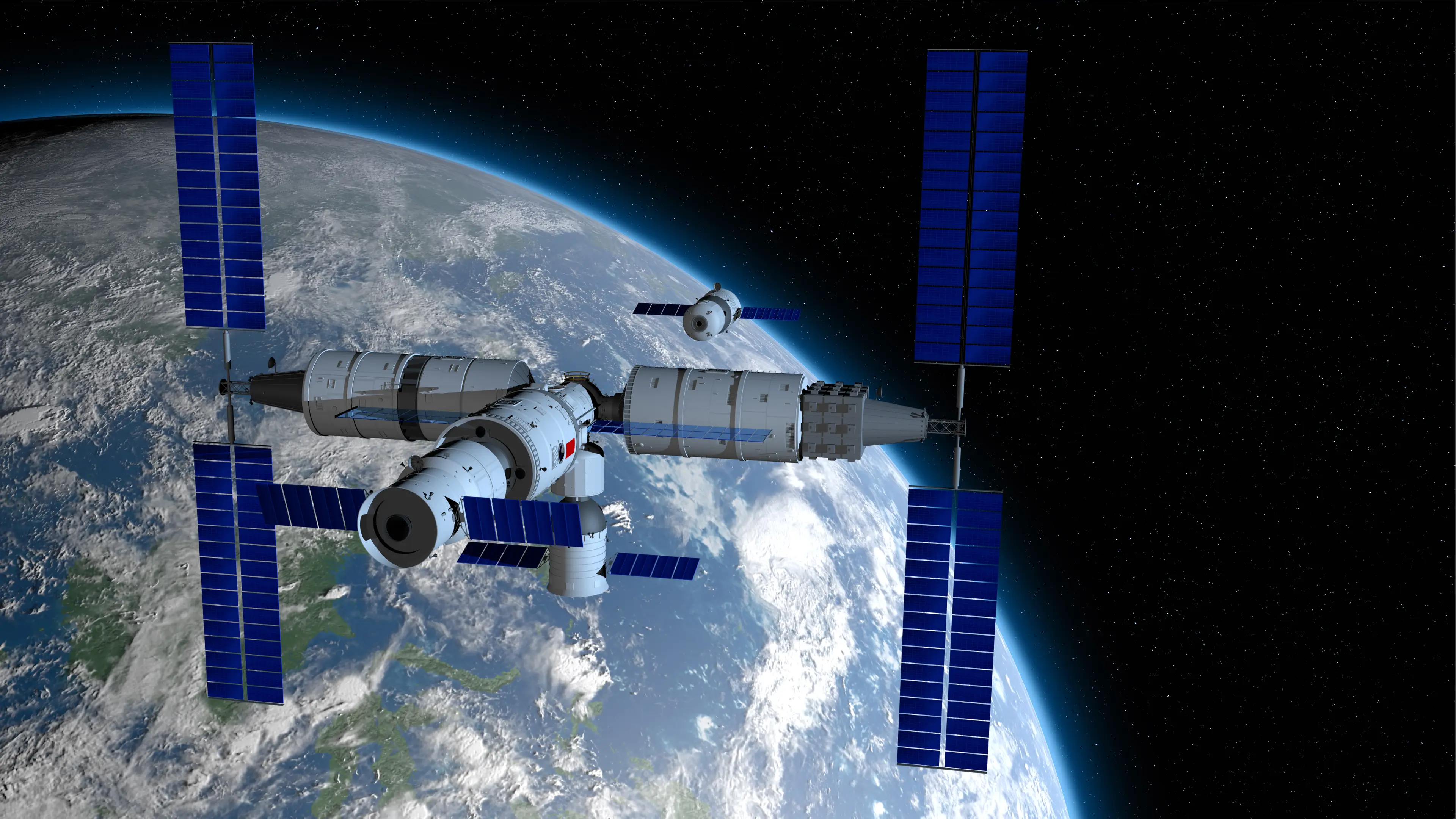 This CG image shows how the Shenzhou rocket docks with the space station (iStock / Getty Images Plus)