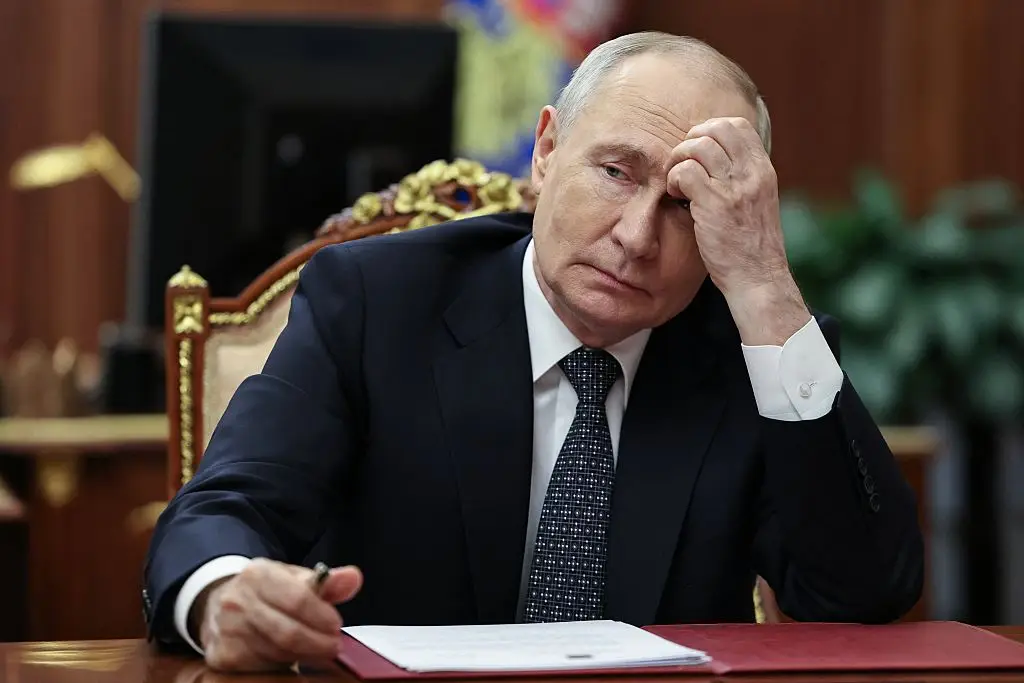 The looksmaxxing influencer was asked whether he would meet with Putin (Photo by Alexander KAZAKOV / POOL / AFP via Getty Images)