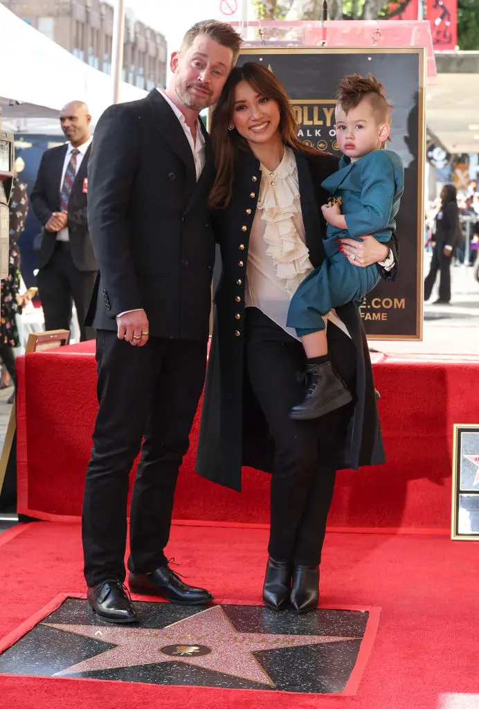 Macauley Culkin, Brenda Song and their son Dakota in 2023 (Amy Sussman/Getty Images)
