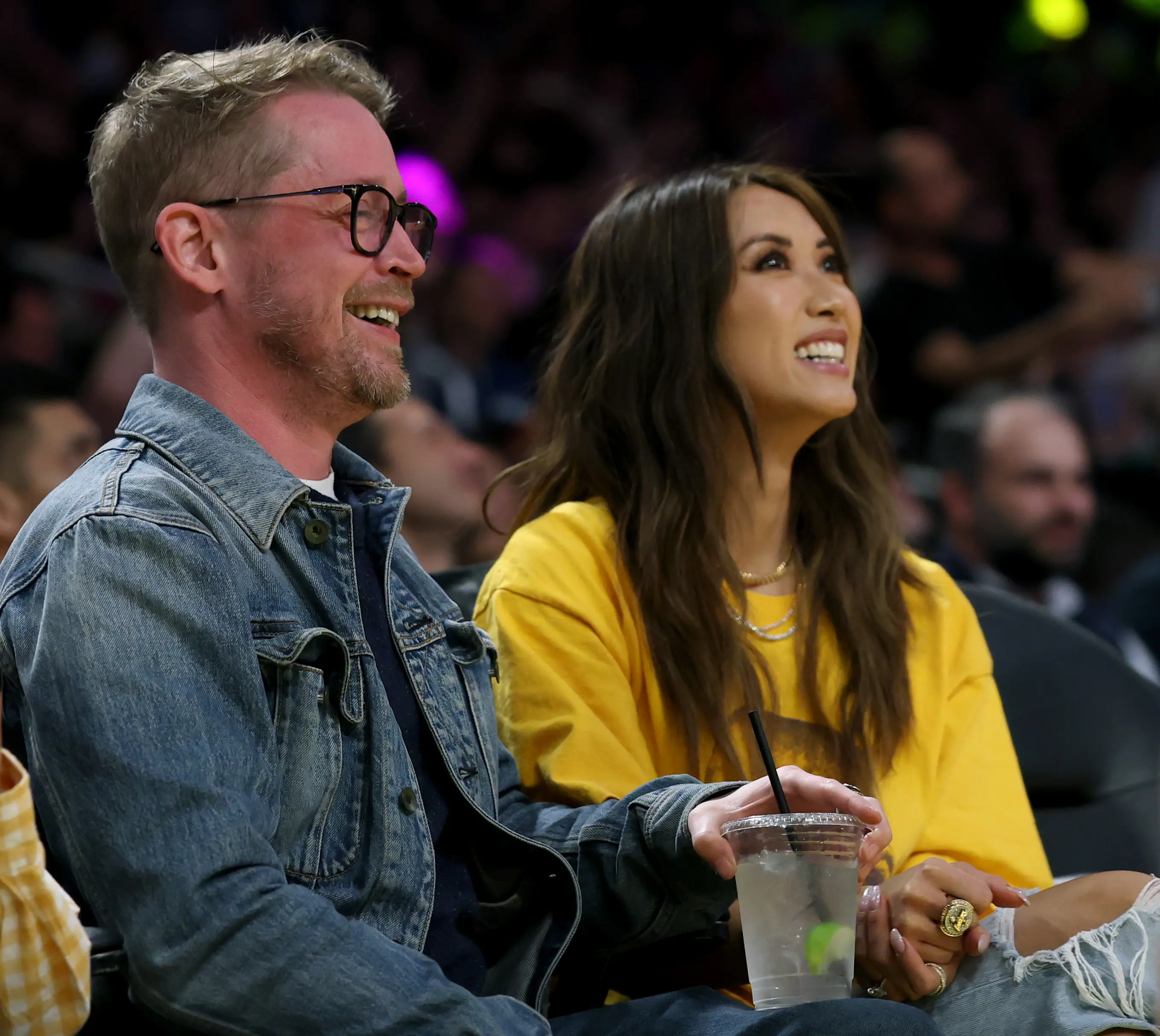  Macaulay Culkin and Brenda Song pictured at a basketball game recently (Harry How/Getty Images)