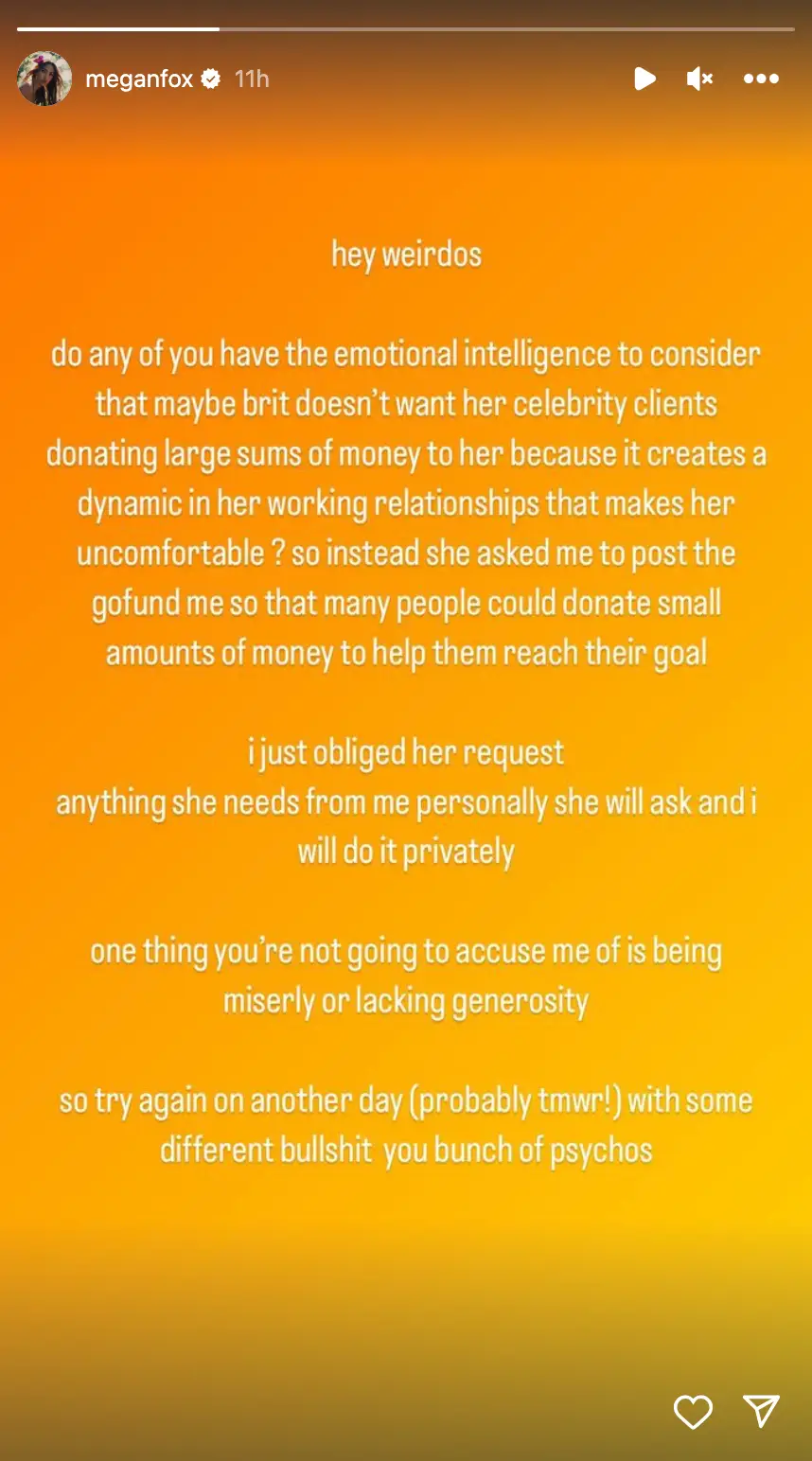 Megan Fox responded to the 'weirdos' amid a wave of criticism.