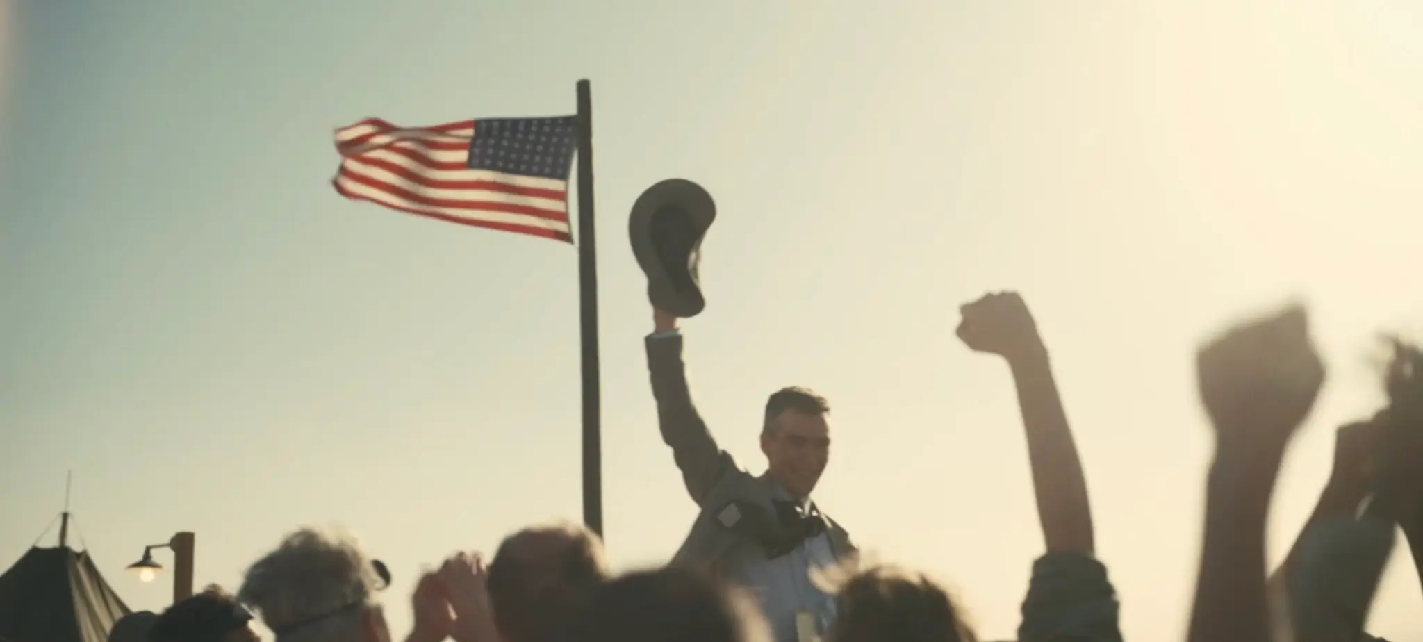 Novelist and Professor Aaron Gwyn has pointed out another American flag moment in Oppenheimer.