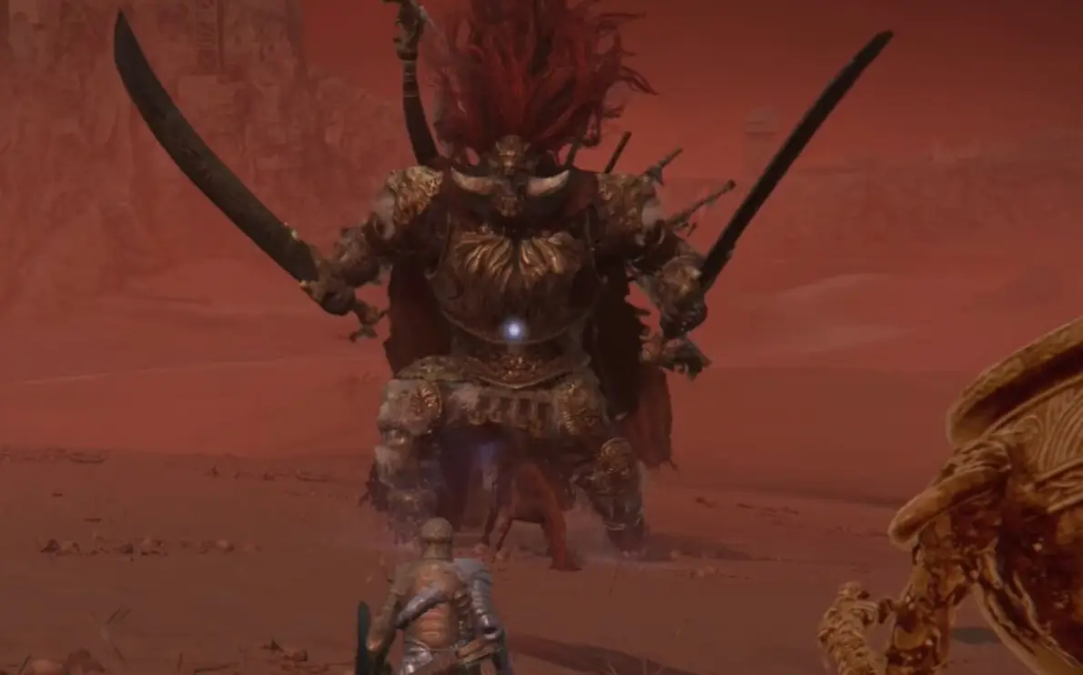 Radahn, a fallen boss from Elden Ring (FromSoftware)