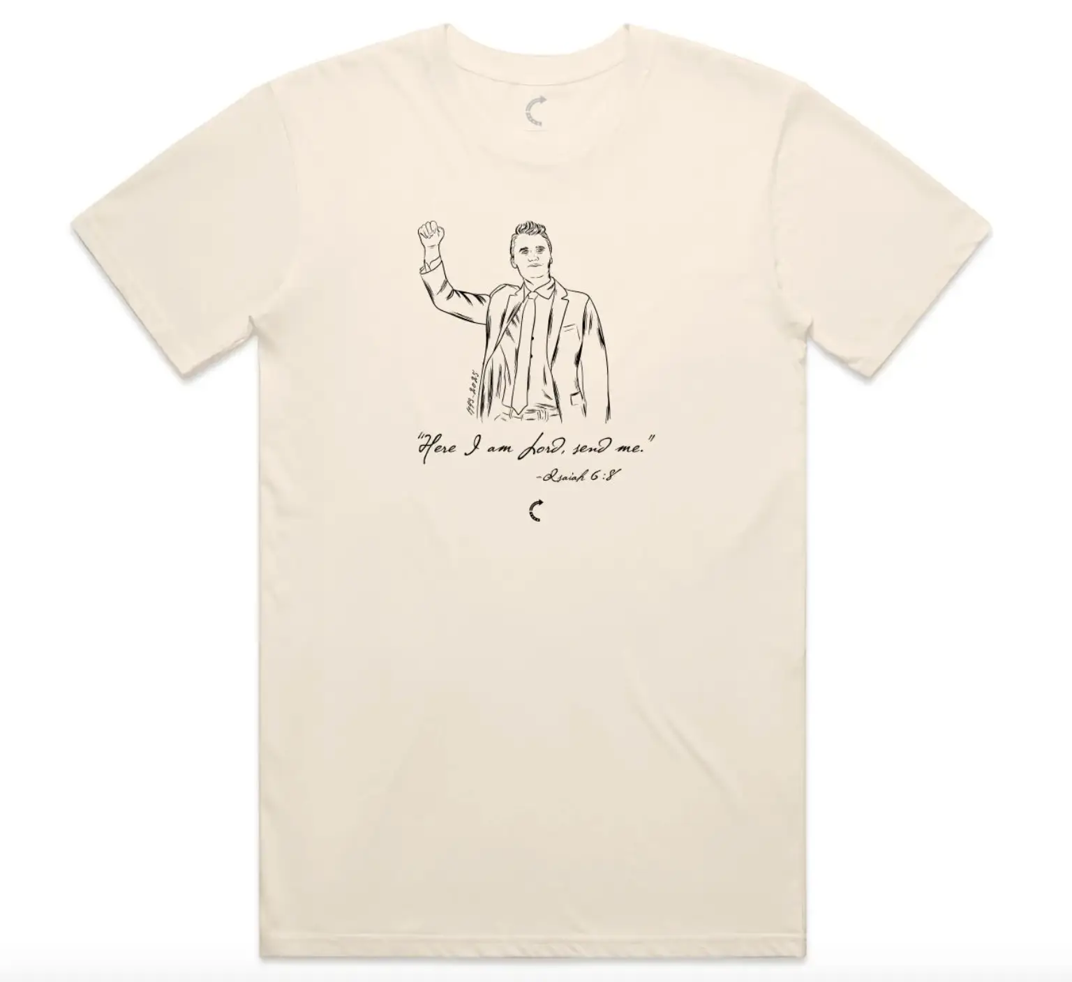 This 'exclusive memorial' T-shirt features a hand-drawn image of Kirk (Turning Point USA)