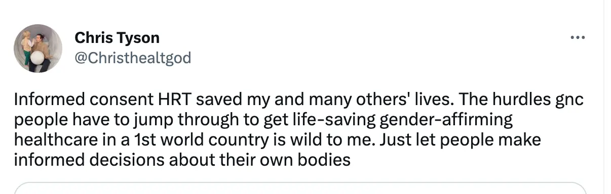 Tyson praised HRT for saving his life.