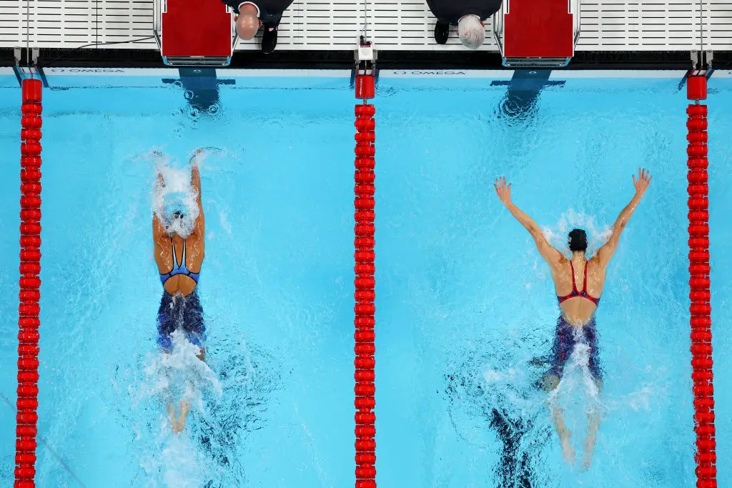 Torri Huske and Gretchen Walsh finished with just 0.04 seconds between them (Richard Heathcote/Getty Images)