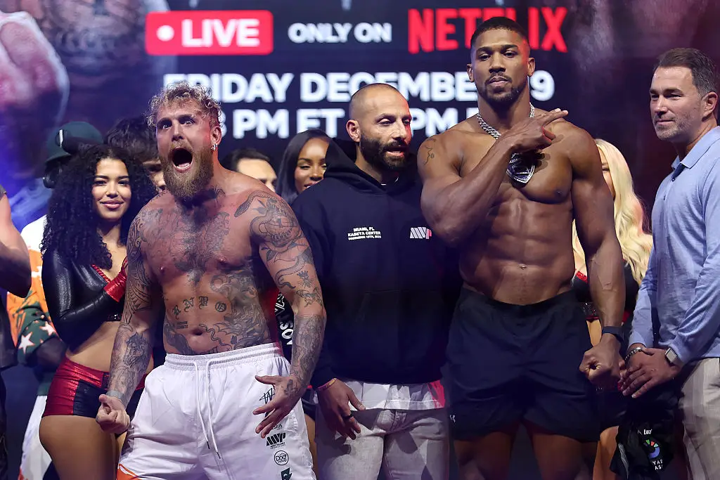 The weigh-in was, of course, full of drama and theatrics (Megan Briggs/Getty Images for Netflix)