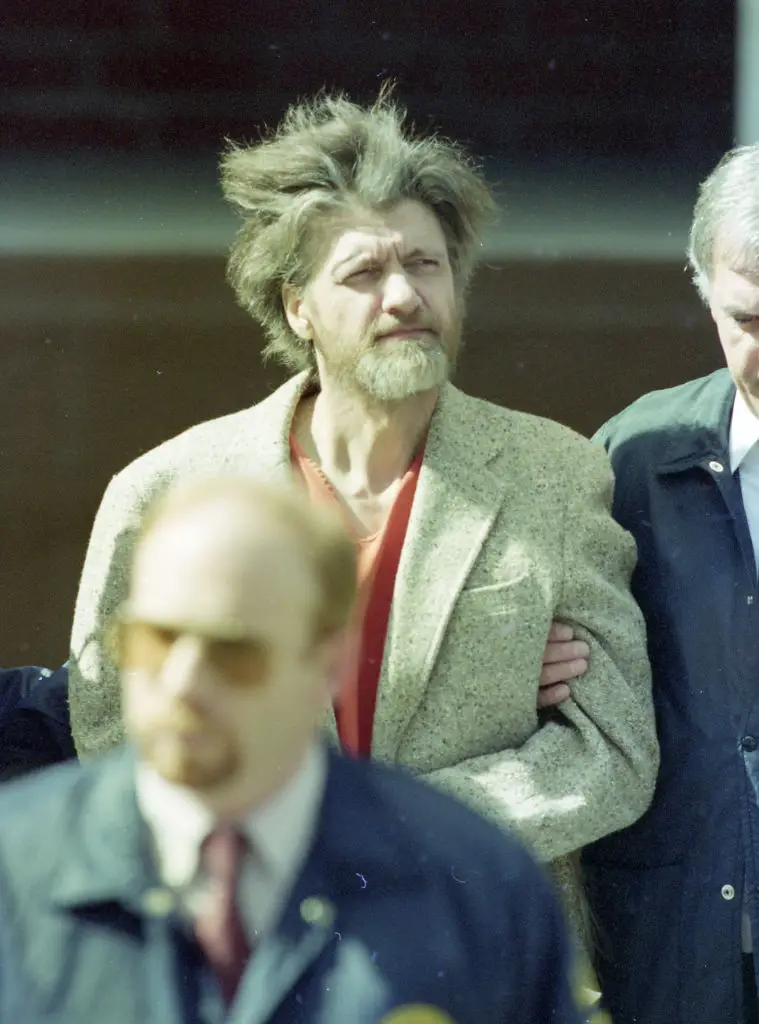 Theodore "Ted" Kaczynski was arrested by investigators on April 3, 1996, at his cabin near Lincoln, Montana. (Photo By Michael Macor/The San Francisco Chronicle via Getty Images)