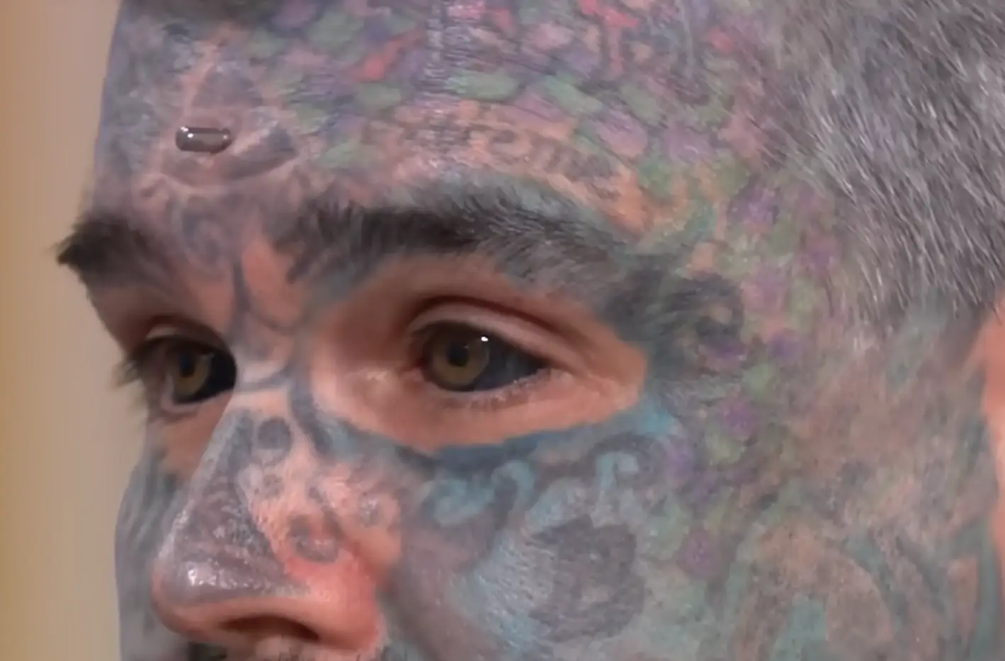 Even his eyeballs are tattooed (ITV)