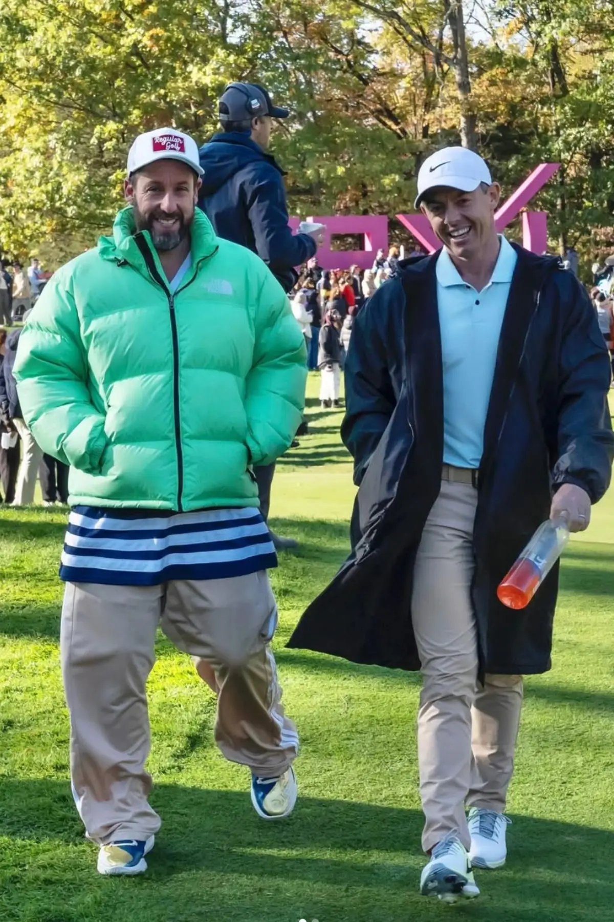 Adam Sandler (left) sporting a casual outfit with Rory McIlroy (right) (Instagram/@adamsandler)