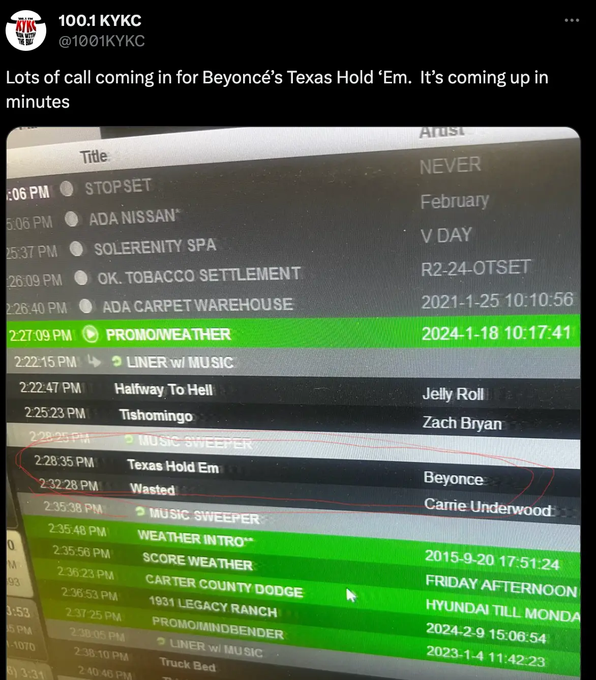 The radio station listened to the feedback and played Beyoncé’s track.