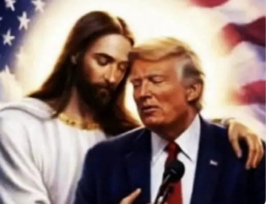 Trump shared an image of him being comforted by Jesus (Truth Social/@realDonaldTrump)