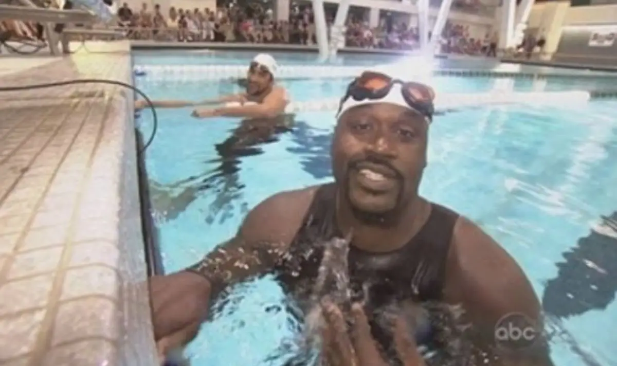 Shaq beat Michael Phelps in the first round of the head-to-head. (ABC)