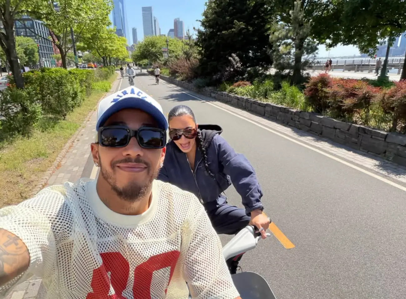 Kim Kardashian shared a funny photo of her with Lewis Hamilton last week (kimkardashian/Instagram)