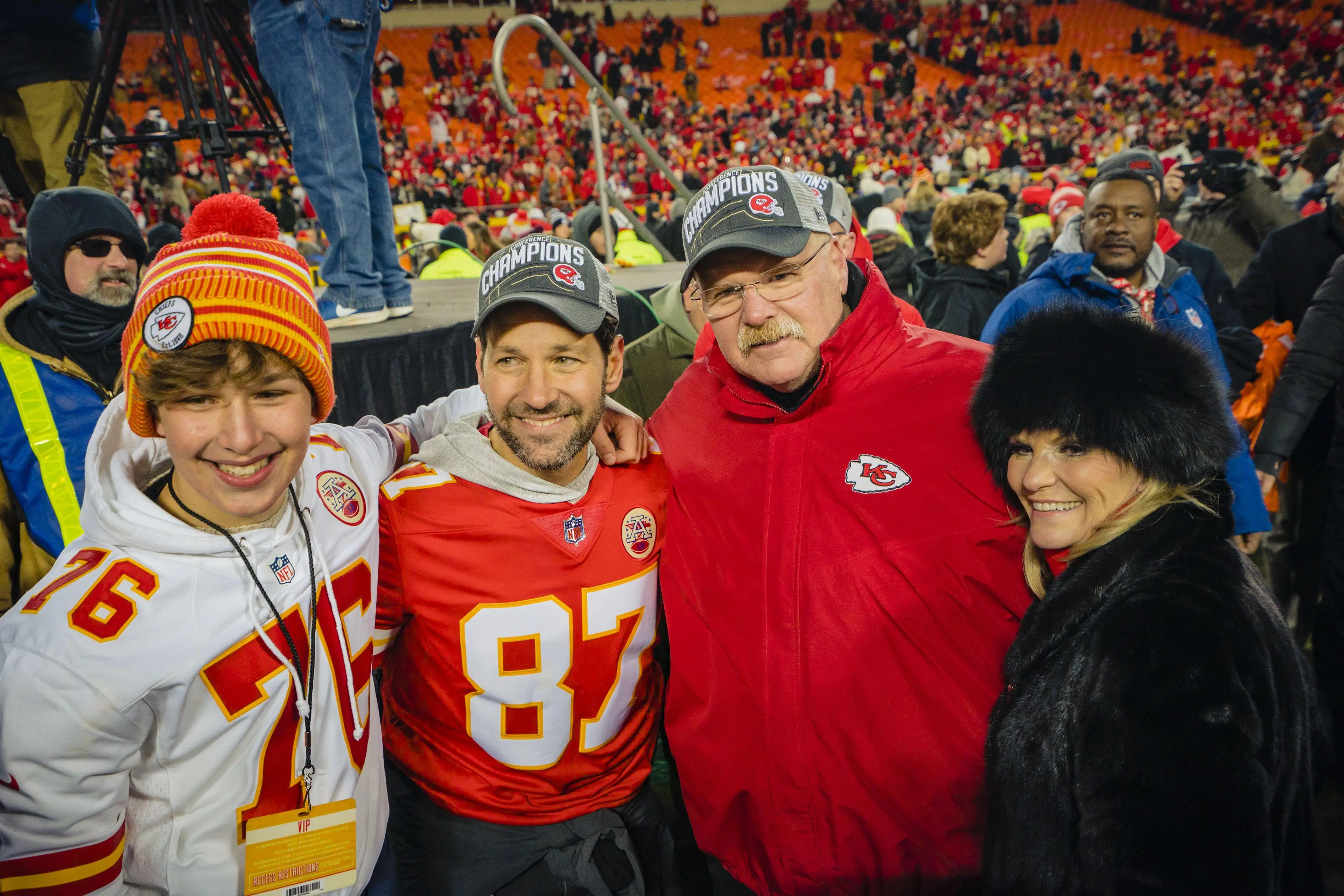 Paul Rudd and his family after the Super Bowl.