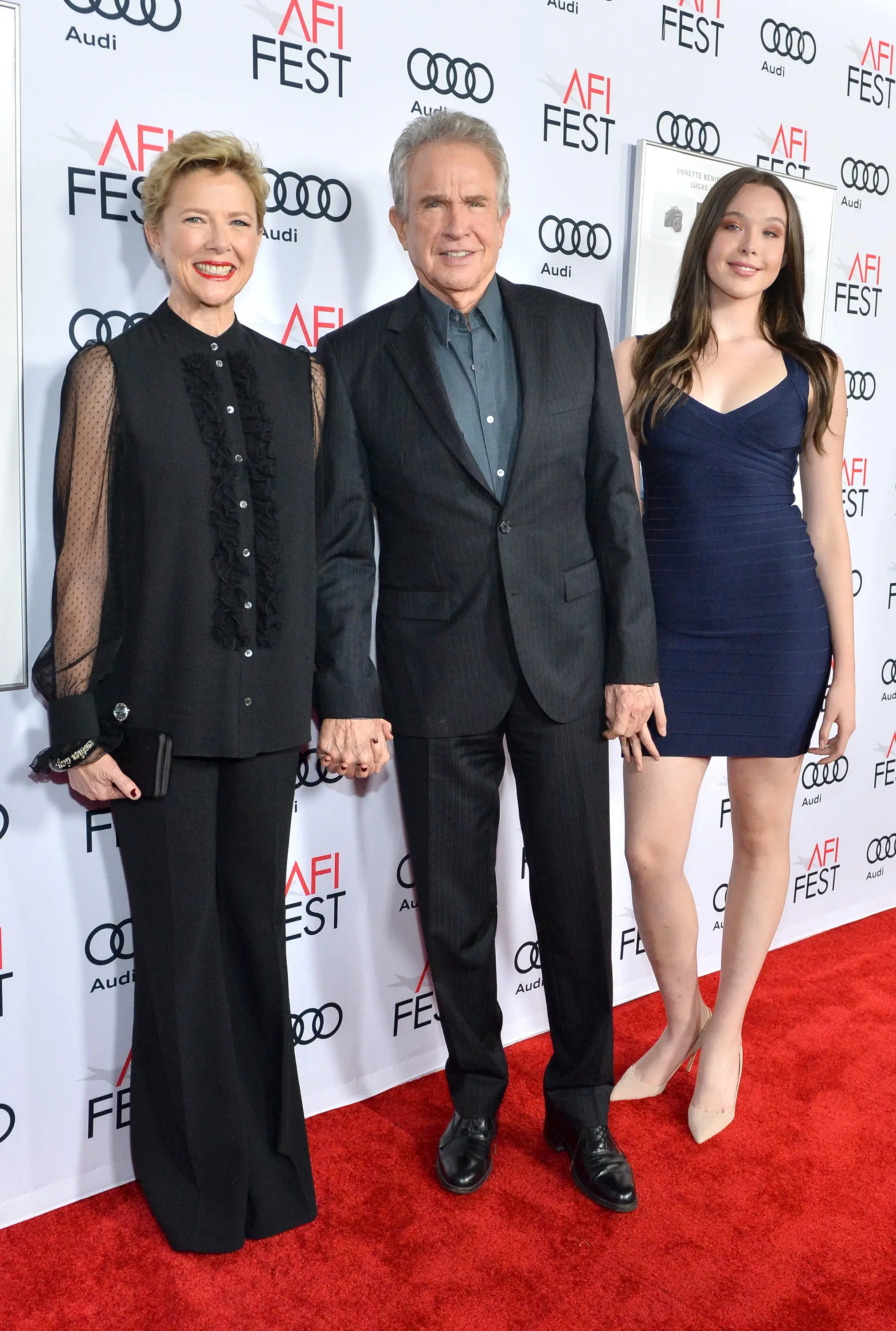 Ella Beatty with dad Warren and mom Annette Bening (Stefanie Keenan/Getty Images for Audi)