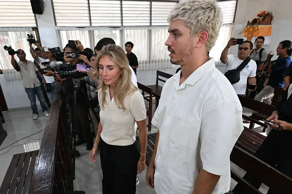 Bonnie Blue courts controversy everywhere she goes, here, hauled before a judge after taking her 'bang bus' to Bali  (SONNY TUMBELAKA / AFP via Getty Images)