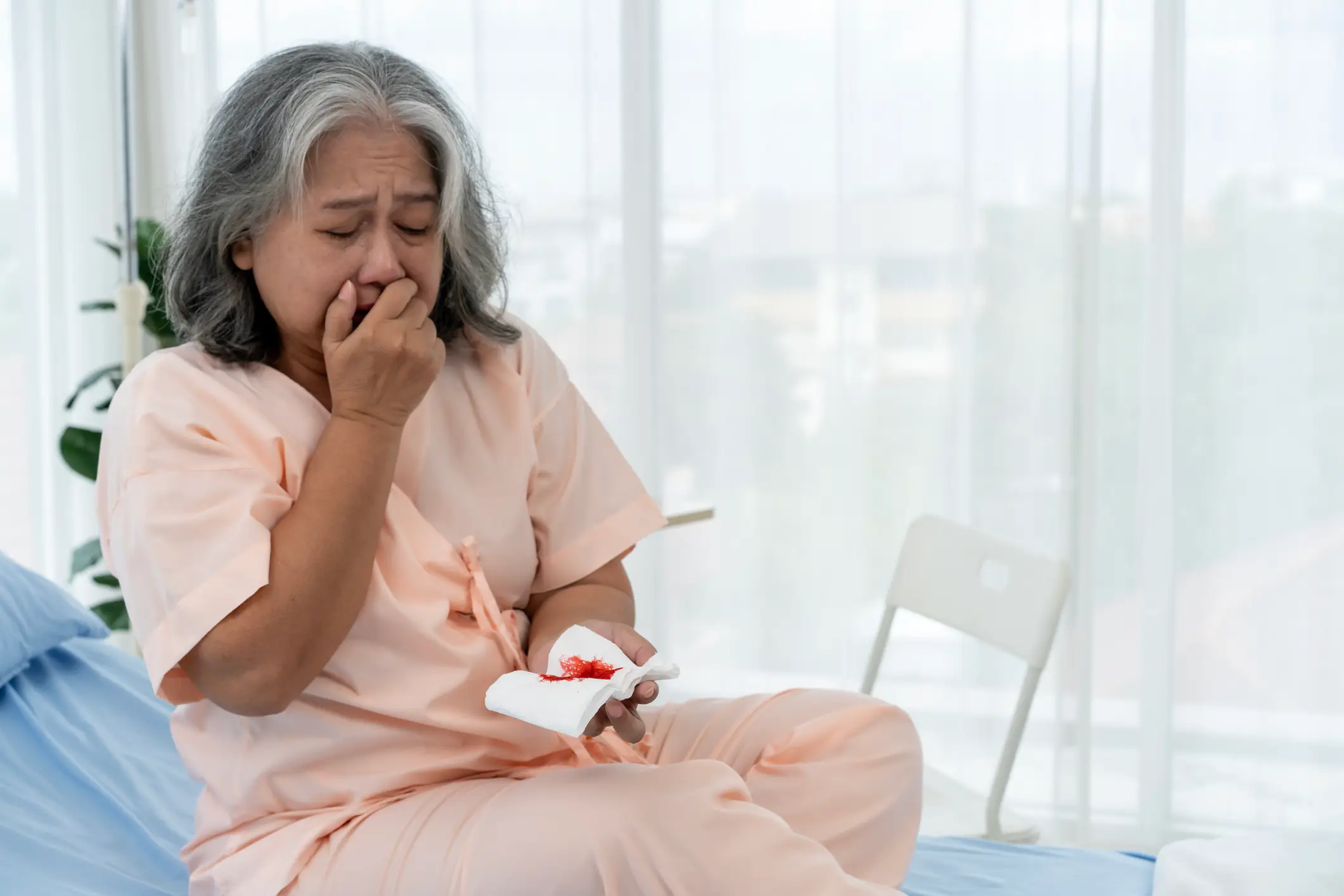 Coughing blood is one of the symptoms associated with lung cancer. (Getty Stock Image)