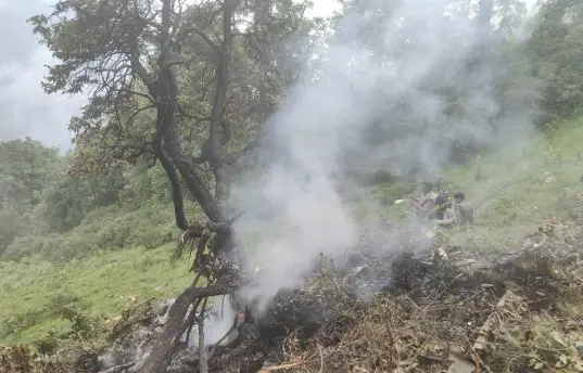 The burning debris from the crash (Twitter)