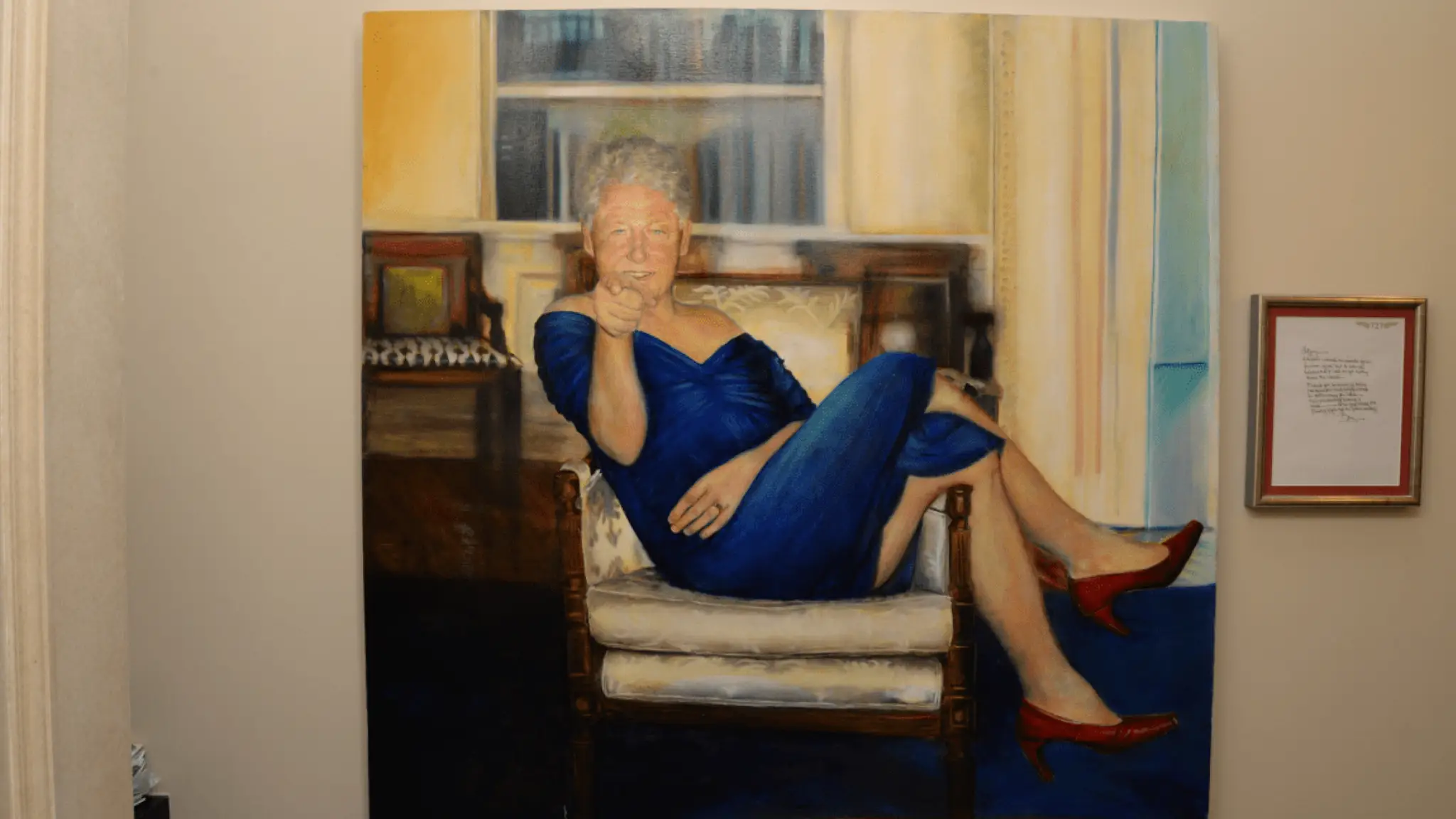A painting of the former president in heels and a dress also featured in the files (Department of Justice)