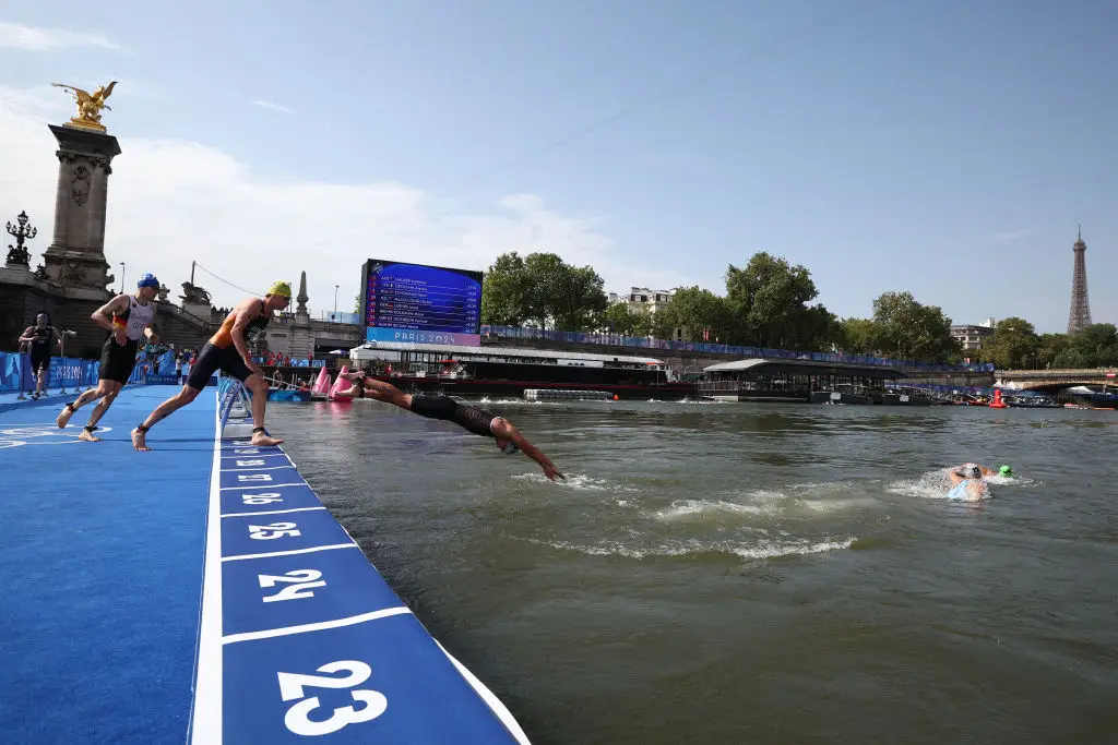 The triathlon finally went ahead today (July 31). (ANNE-CHRISTINE POUJOULAT/AFP via Getty Images)