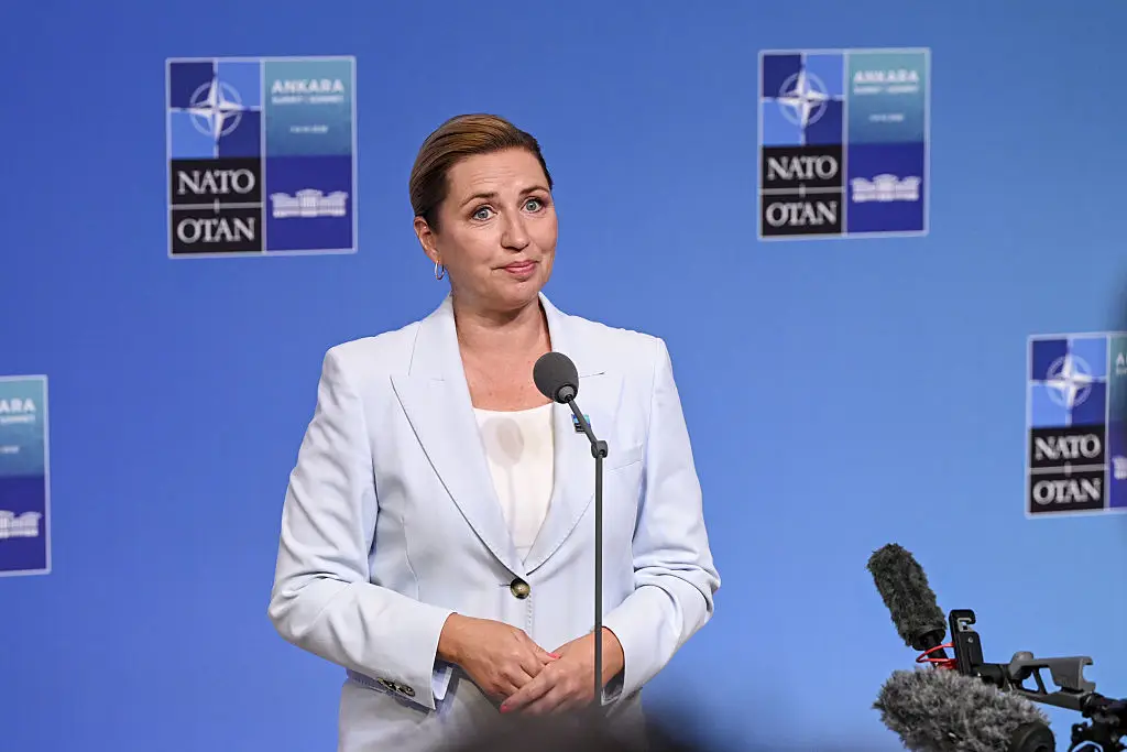Danish Prime Minister Mette Frederiksen on Wednesday delivered a rebuke to President Donald Trump’s latest push for U.S. control of Greenland, saying the Scandinavian country is ready to defend “every inch” of its territory. (Photo by Dogukan Keskinkilic/Anadolu via Getty Images)