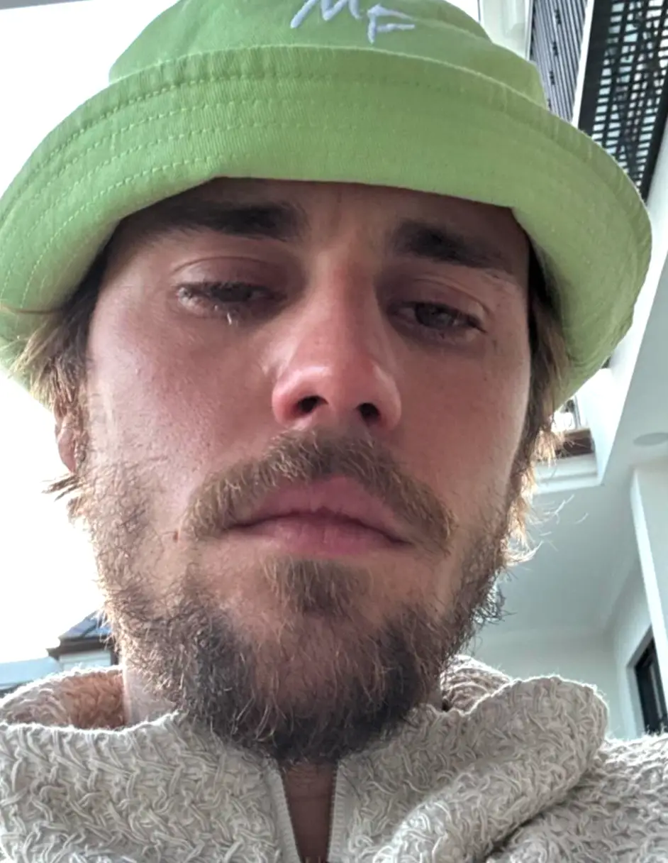 Bieber uploaded two pictures of himself crying. (Instagram/ @justinbieber) 