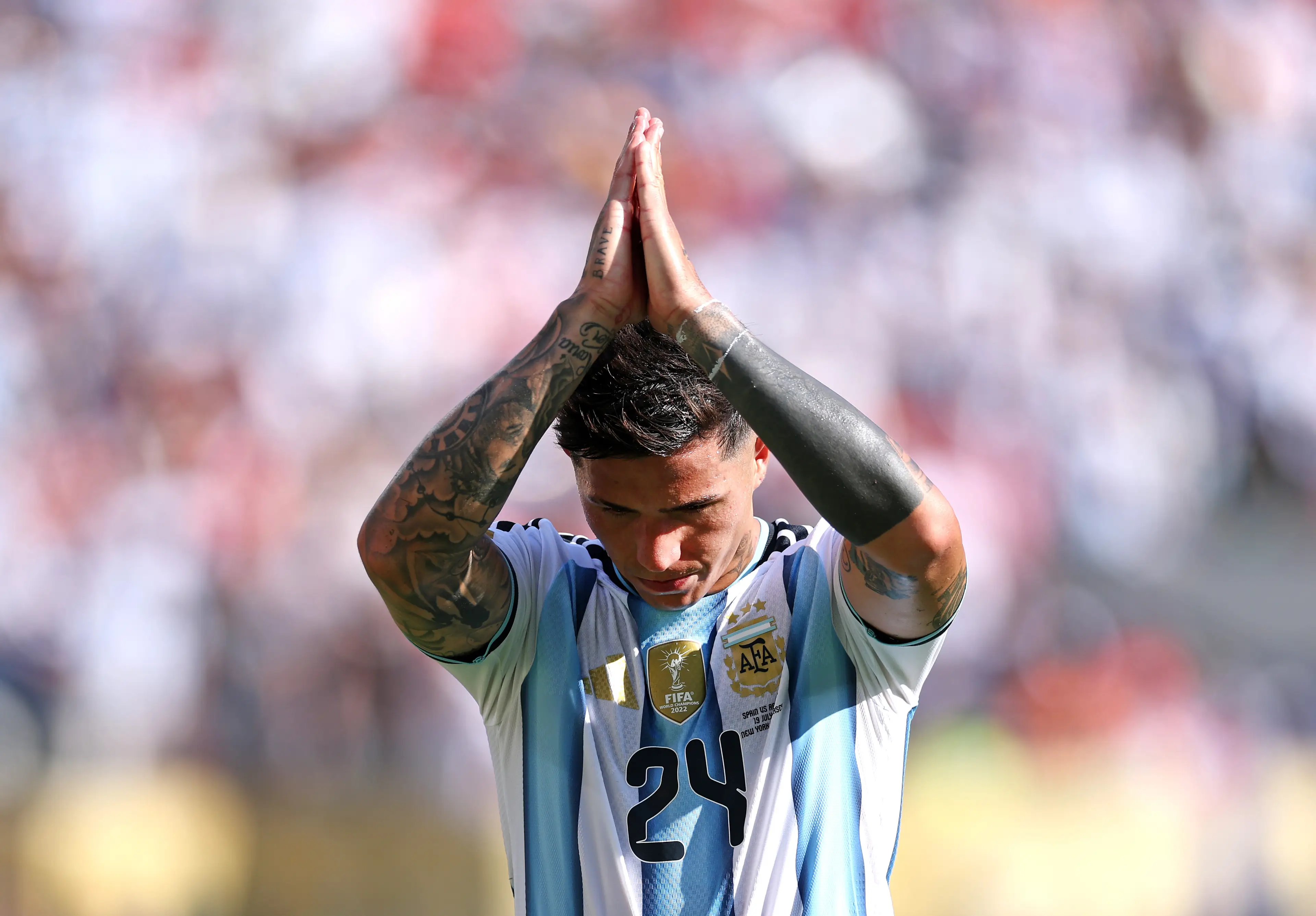 Enzo Fernández has issued a statement after costing his team in the final (Justin Setterfield/Getty Images)
