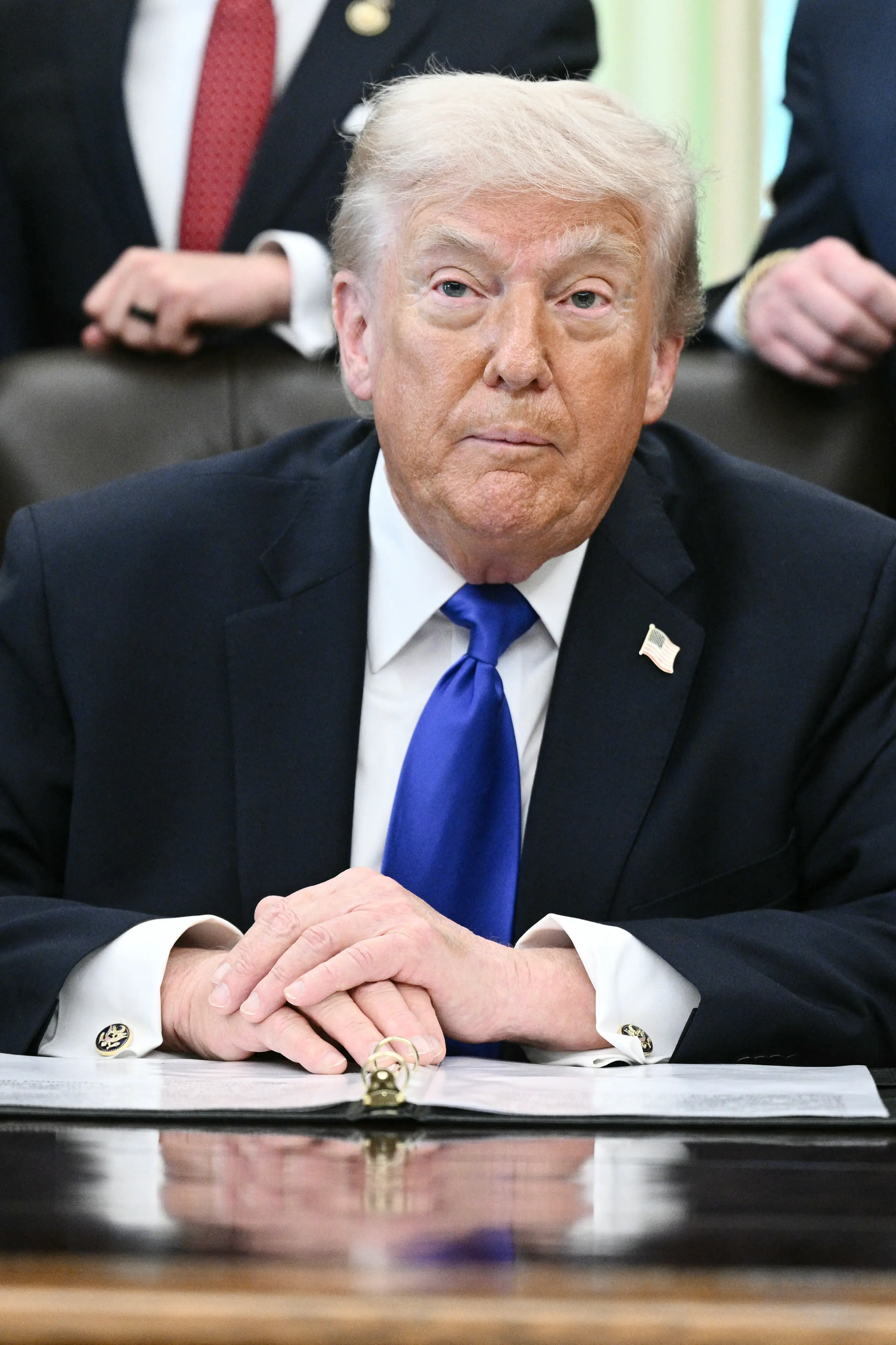 He did however admit how effective a vest had been in saving a secret service agent's life (Brendan SMIALOWSKI / AFP via Getty Images)