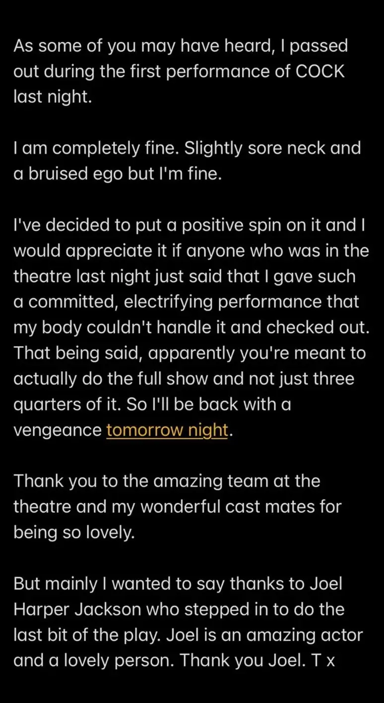 The star took to Instagram to reassure fans (@taron.egerton/Instagram)