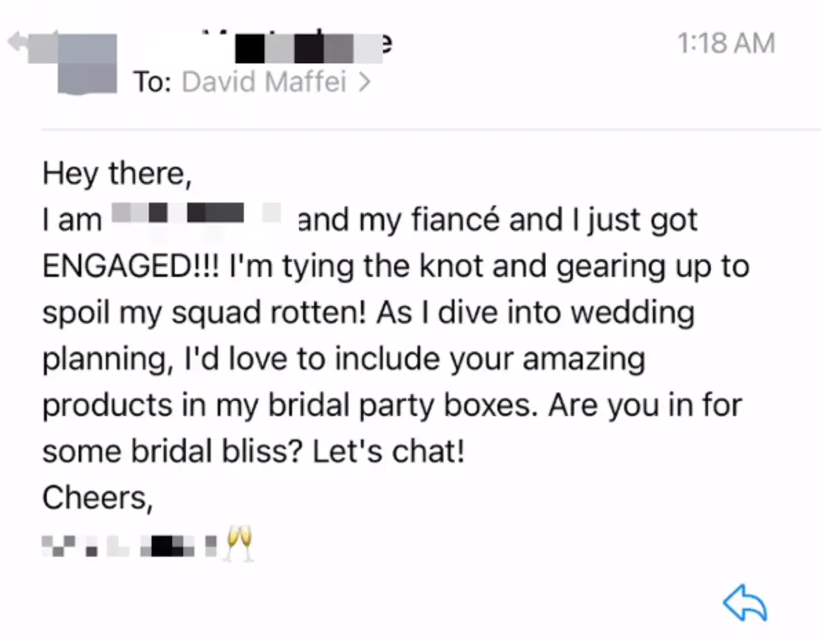 The 'beginner influencer' asked to collaborate with the cookie company. (Instagram/@halfsiescookieco)