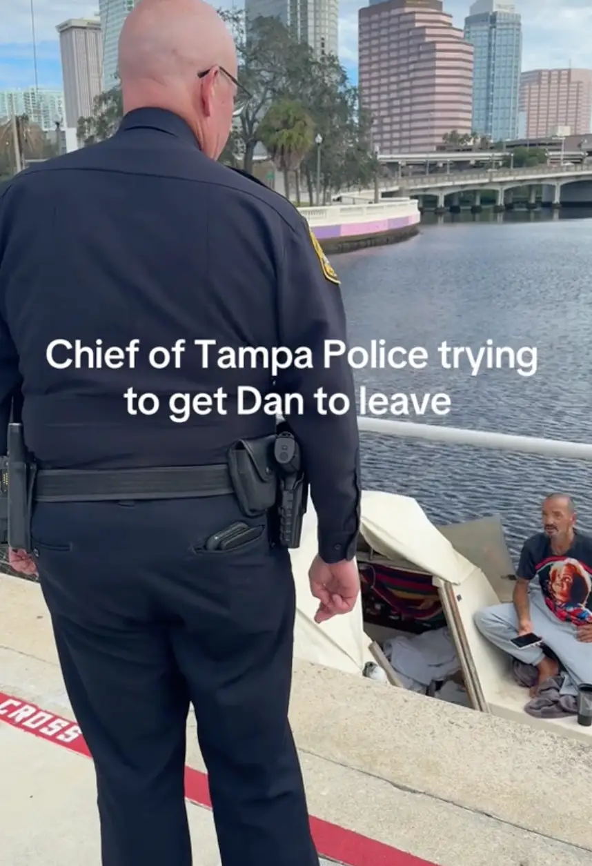 Even police have tried to convince 'Lieutenant Dan' leave (TikTok/@terrenceconcannon)