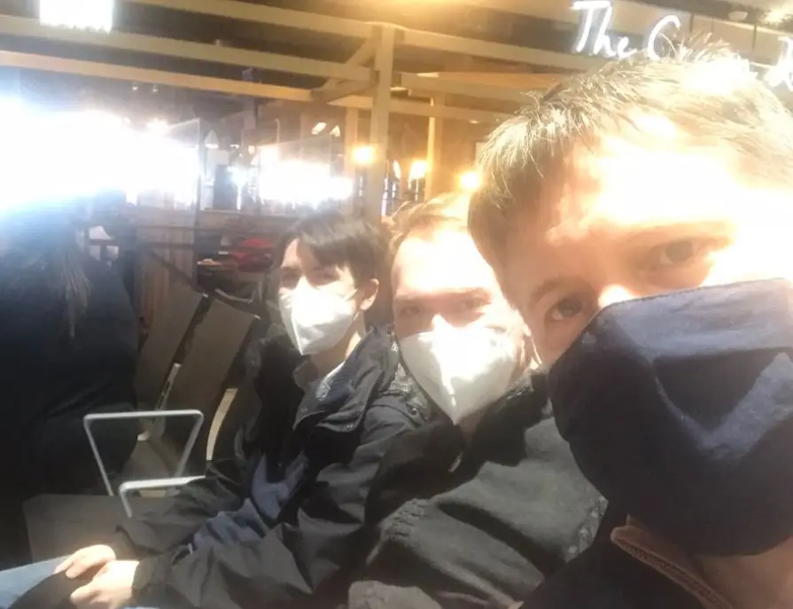 Tim and his colleagues recovering from the flight. (Supplied)