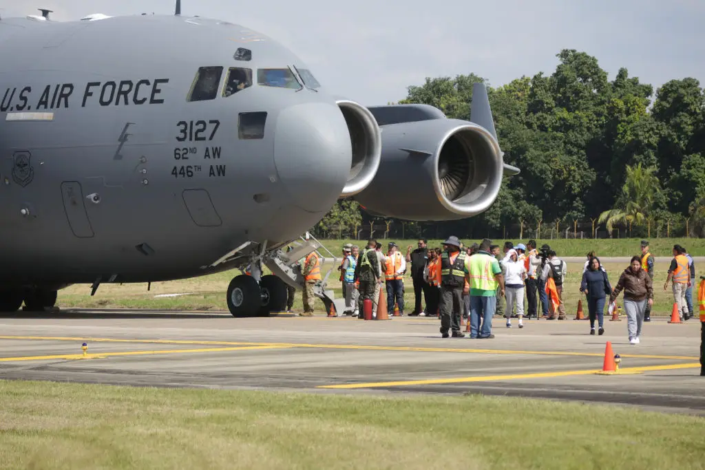 Deported migrants arriving in Honduras on January 31 under Trump's orders (Emilio Flores/Anadolu via Getty Images)