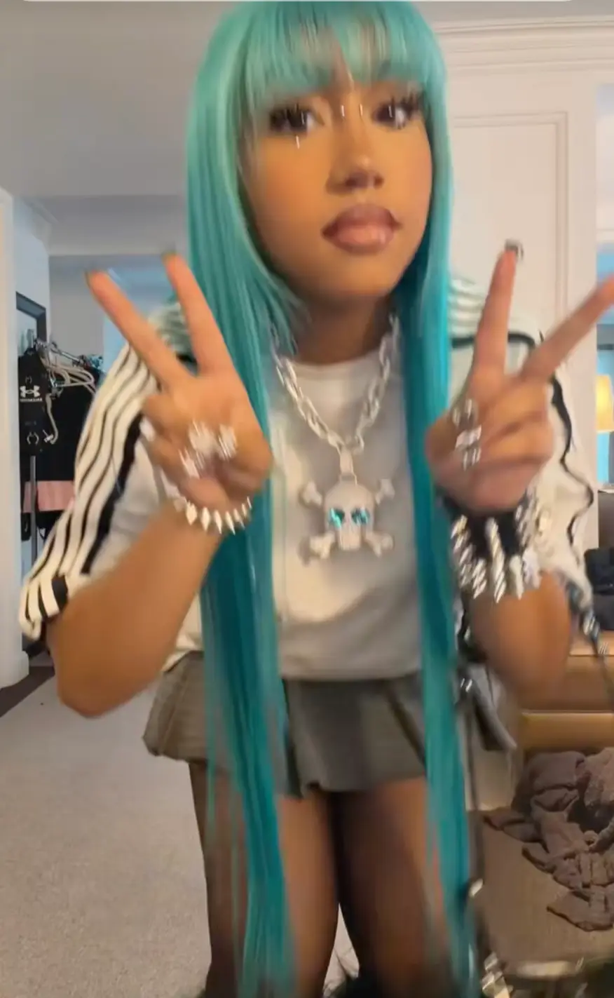 North West appears to have dermal piercings on the bridge of her nose (kimandnorth/TikTok)